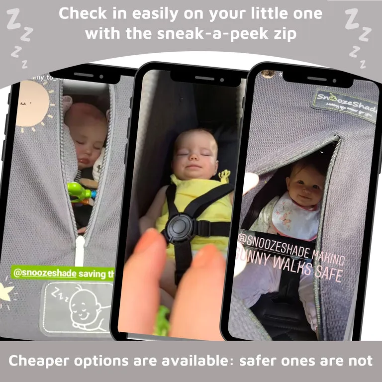 SnoozeShade Original (Newborn to approx 6m); Carrycot & pram sun shade and baby sleep aid; Better than a pram parasol; Doona compatible; Blocks 99% of UV