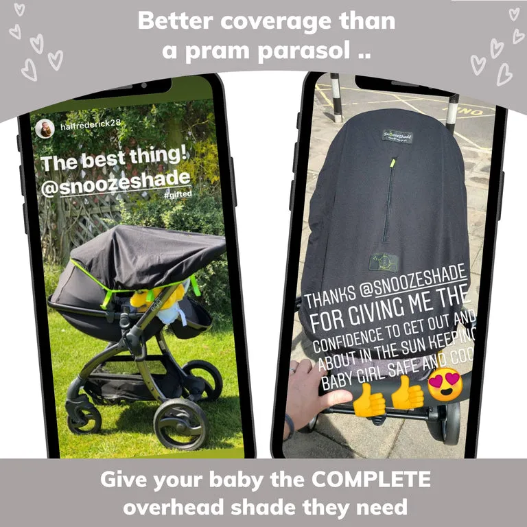SnoozeShade Original (Newborn to approx 6m); Carrycot & pram sun shade and baby sleep aid; Better than a pram parasol; Doona compatible; Blocks 99% of UV