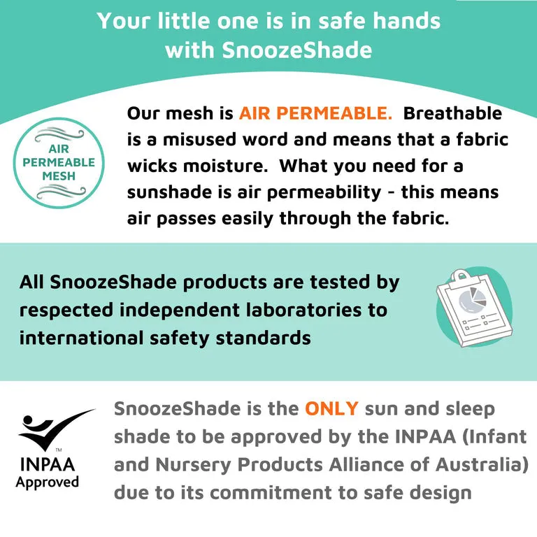 SnoozeShade Original (Newborn to approx 6m); Carrycot & pram sun shade and baby sleep aid; Better than a pram parasol; Doona compatible; Blocks 99% of UV