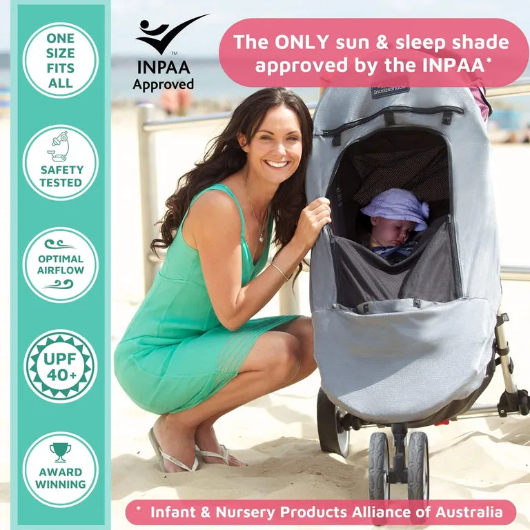 SnoozeShade Plus Deluxe (6m ) Universal-fit buggy & pushchair sun shade & baby sleep aid | Blocks up to 97.5% of UV