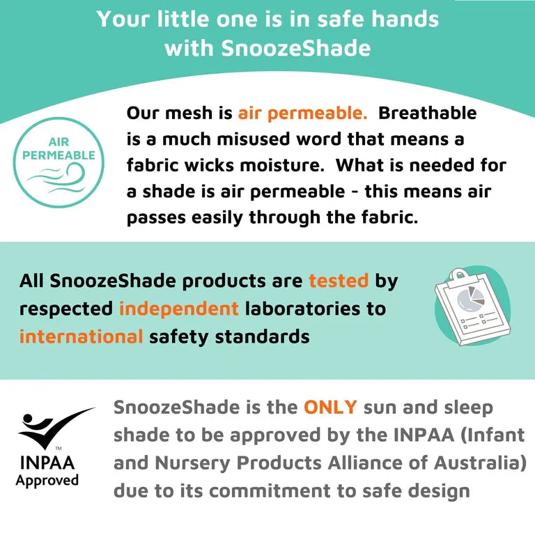 SnoozeShade Plus Deluxe (6m ) Universal-fit buggy & pushchair sun shade & baby sleep aid | Blocks up to 97.5% of UV