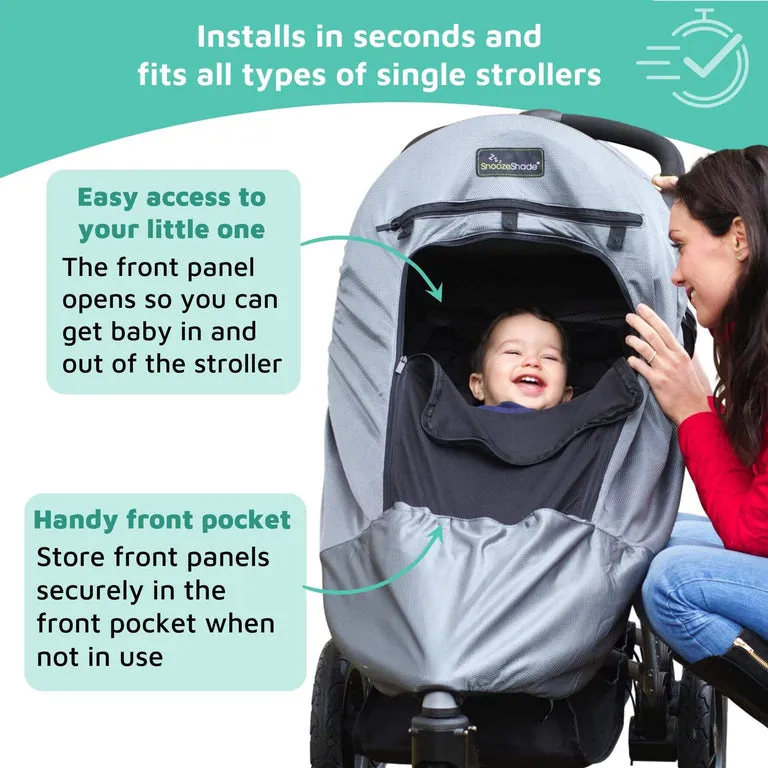 SnoozeShade Plus Deluxe (6m ) Universal-fit buggy & pushchair sun shade & baby sleep aid | Blocks up to 97.5% of UV