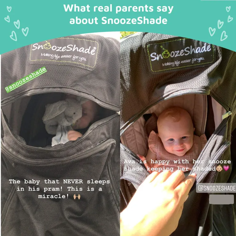 SnoozeShade Plus Extra (6m ) | Buggy & pushchair sun shade | Universal fit, blocks up to 99% of UV & helps little ones nap