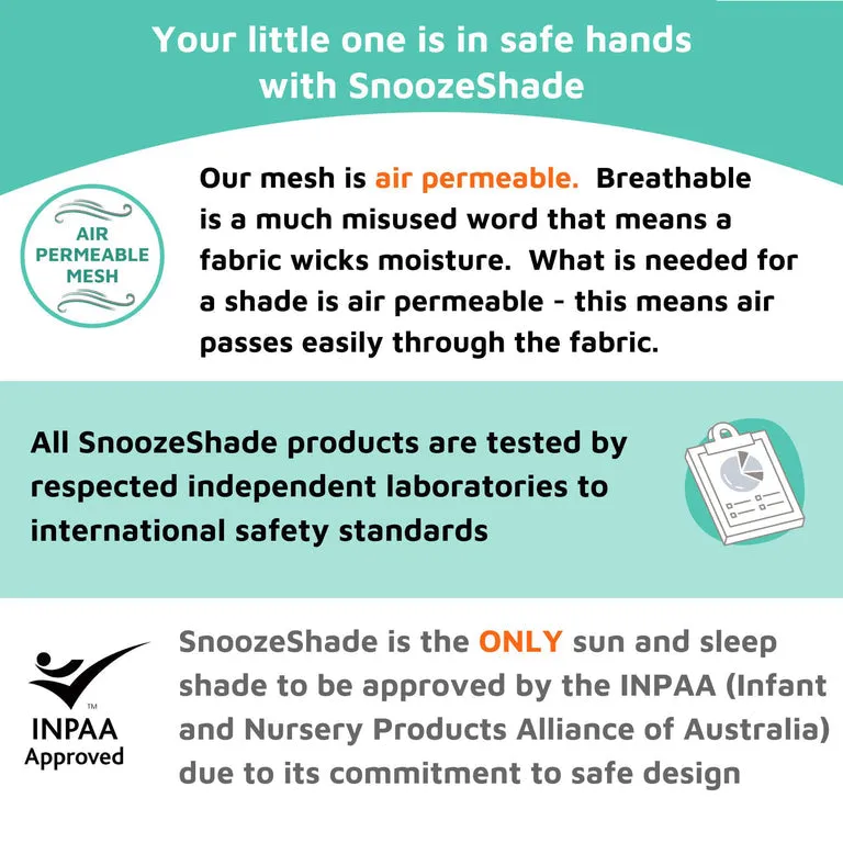 SnoozeShade Plus Extra (6m ) | Buggy & pushchair sun shade | Universal fit, blocks up to 99% of UV & helps little ones nap