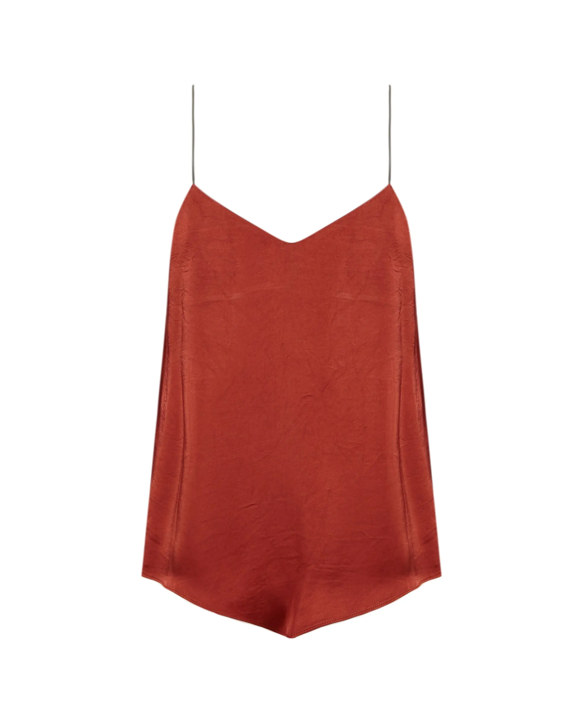 SOFIA | Terracotta Orange Satin Strap Camisole Top