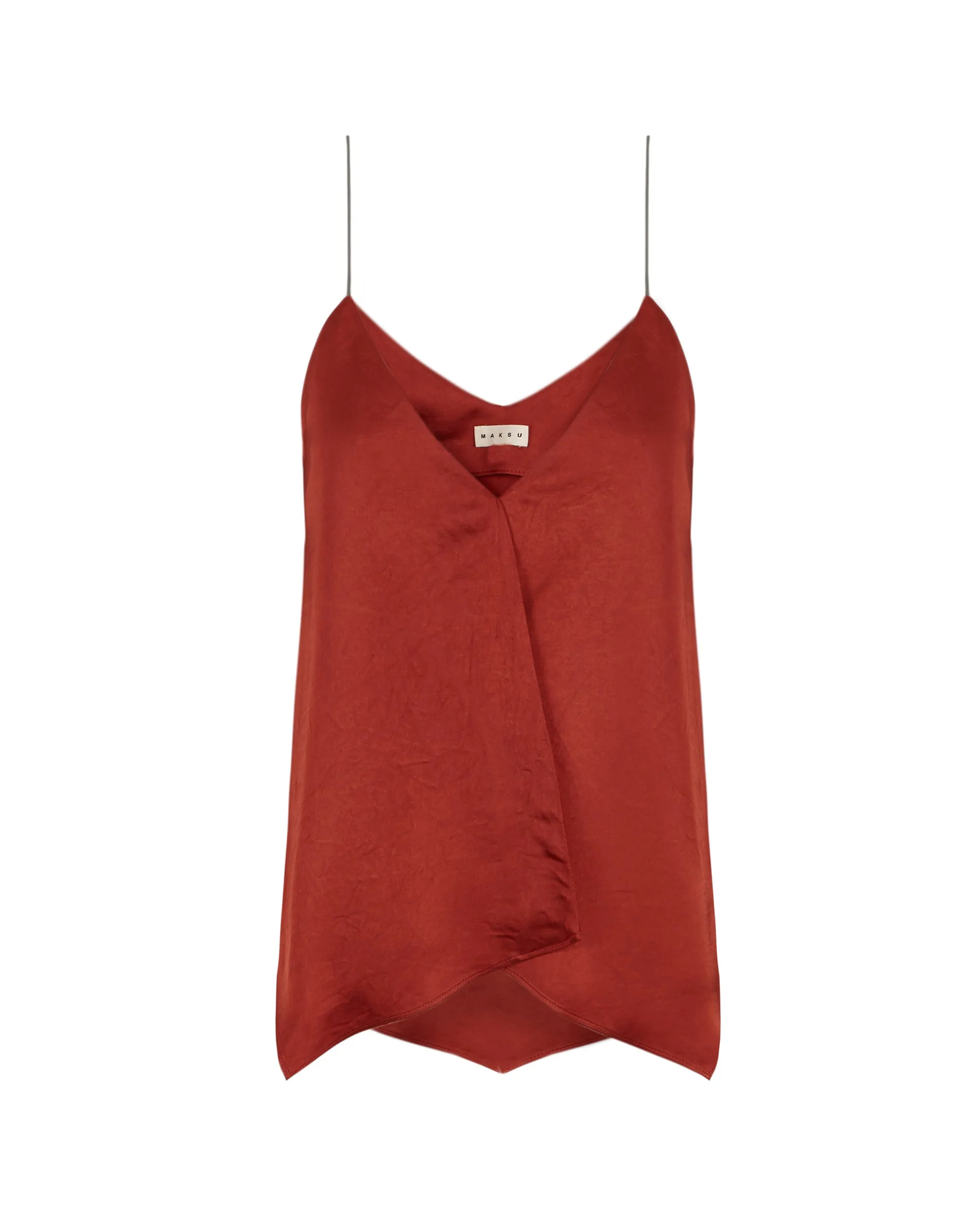 SOFIA | Terracotta Orange Satin Strap Camisole Top