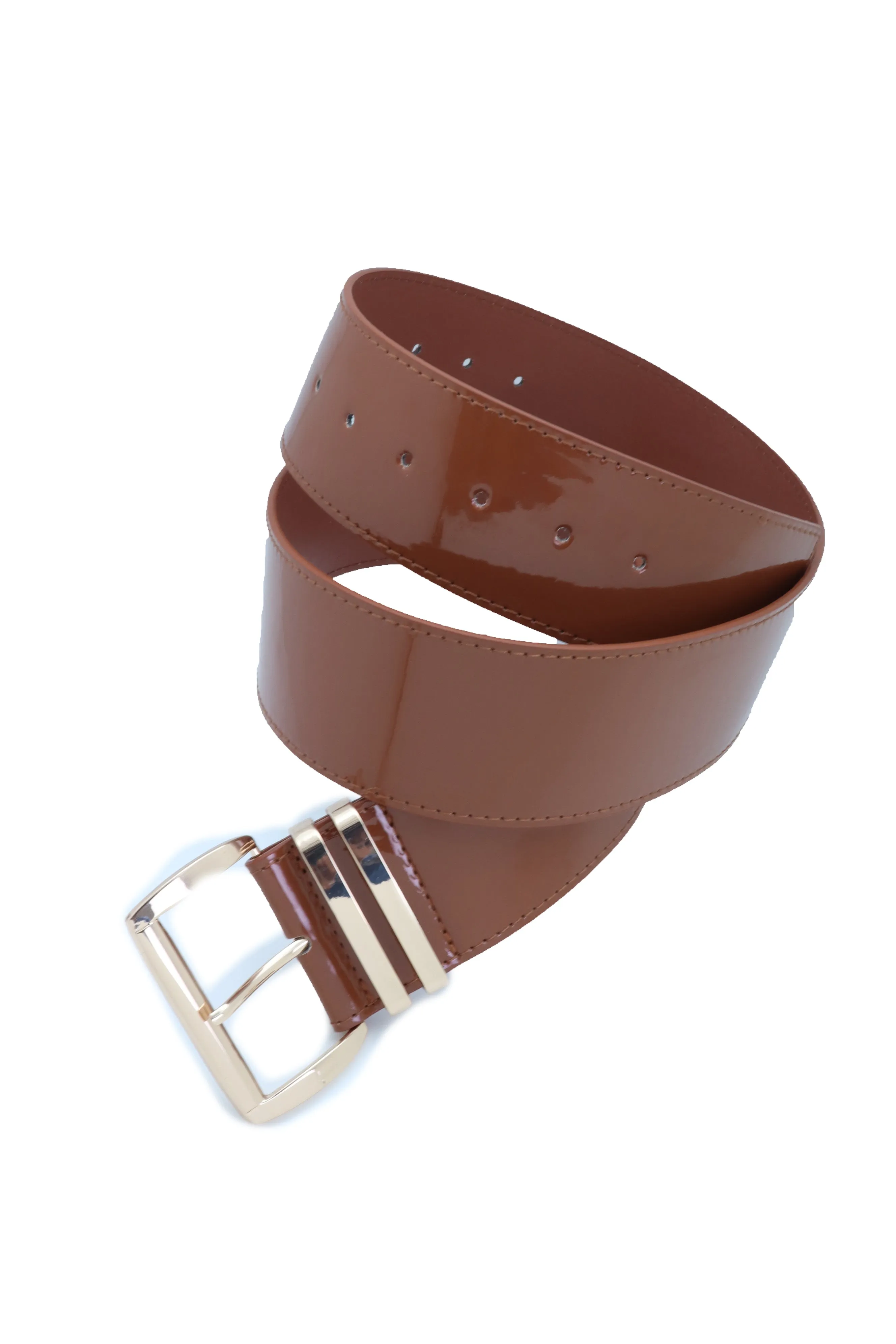Solid Colored Faux Leather Two-Bar Loop Square Buckle Classic Belt