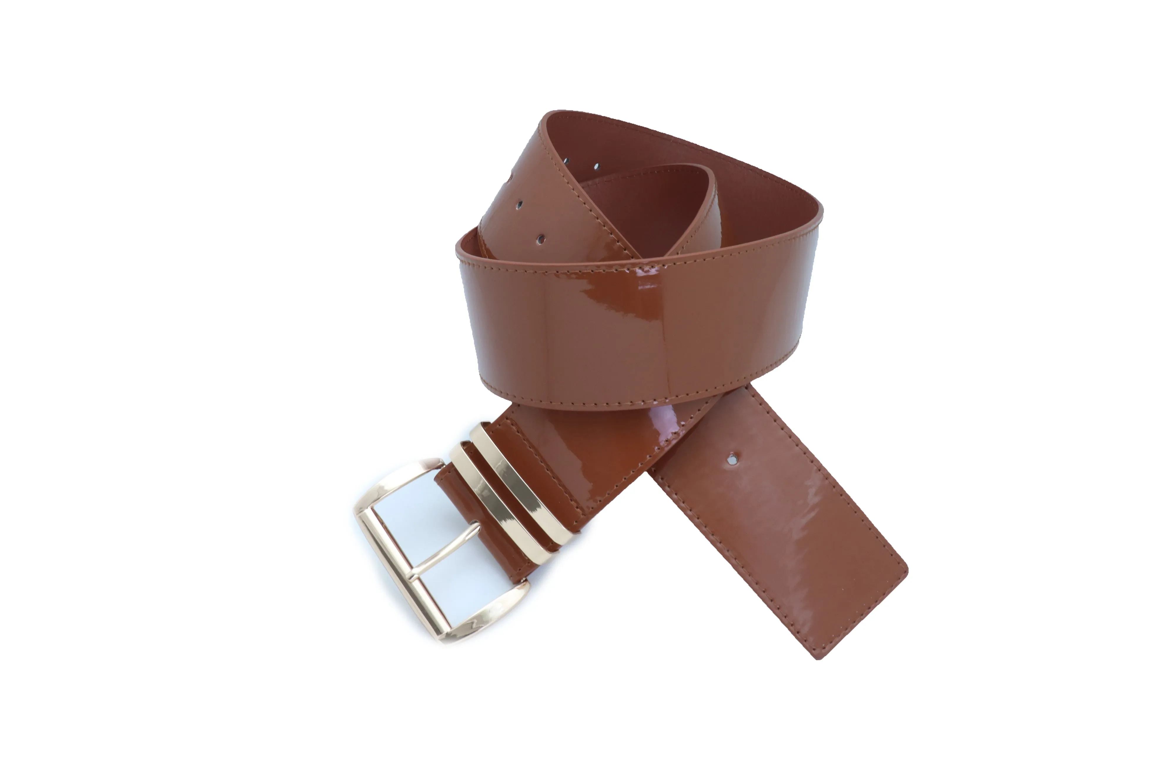 Solid Colored Faux Leather Two-Bar Loop Square Buckle Classic Belt