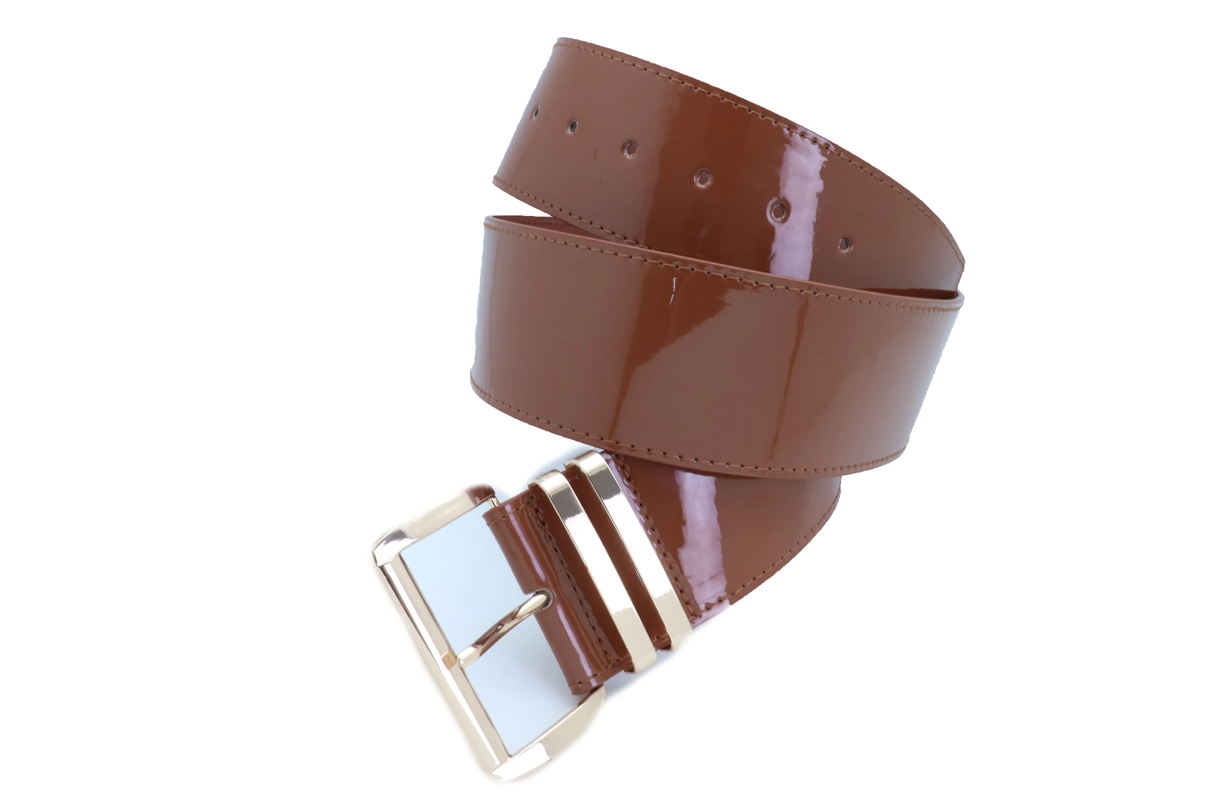 Solid Colored Faux Leather Two-Bar Loop Square Buckle Classic Belt