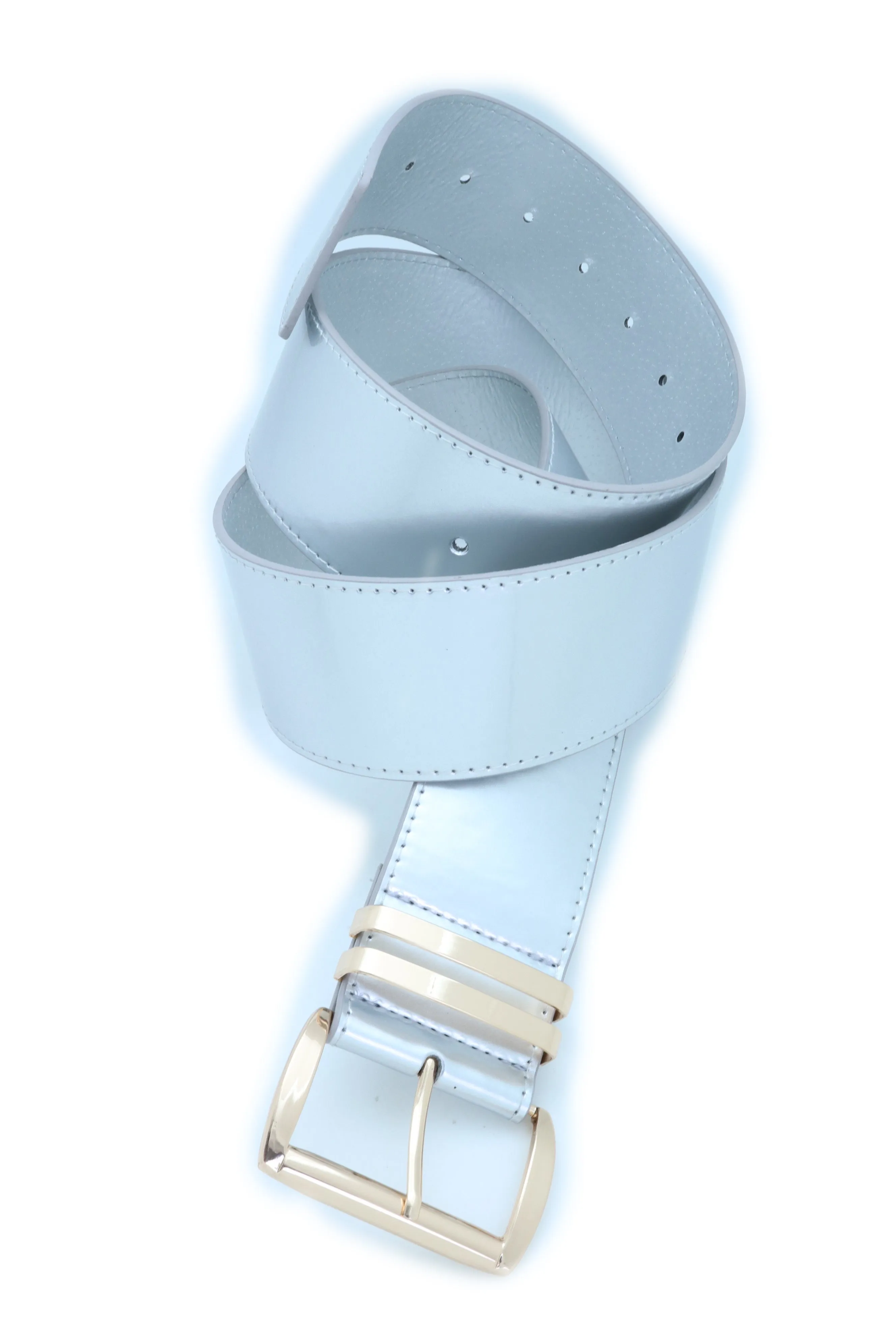 Solid Colored Faux Leather Two-Bar Loop Square Buckle Classic Belt