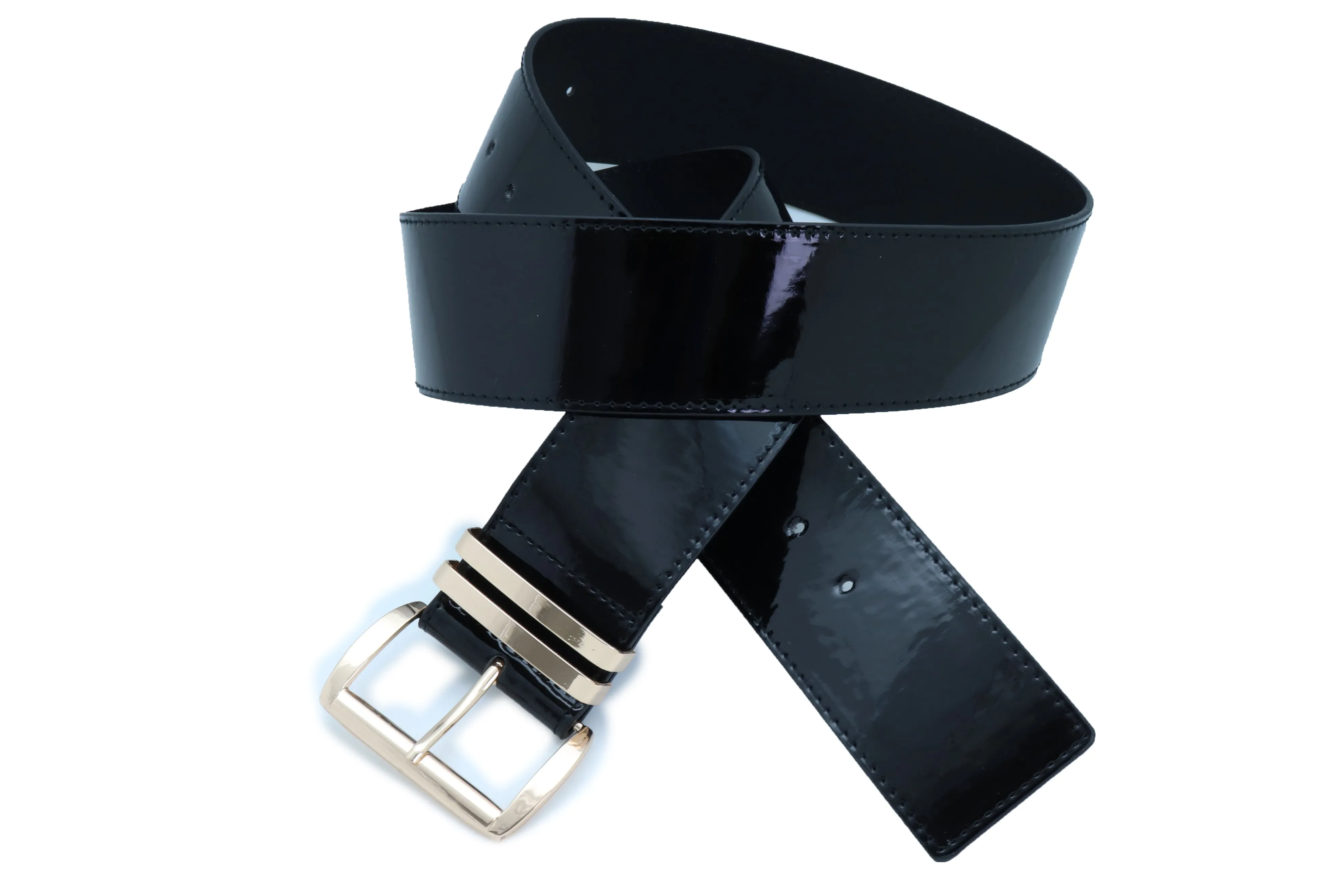 Solid Colored Faux Leather Two-Bar Loop Square Buckle Classic Belt