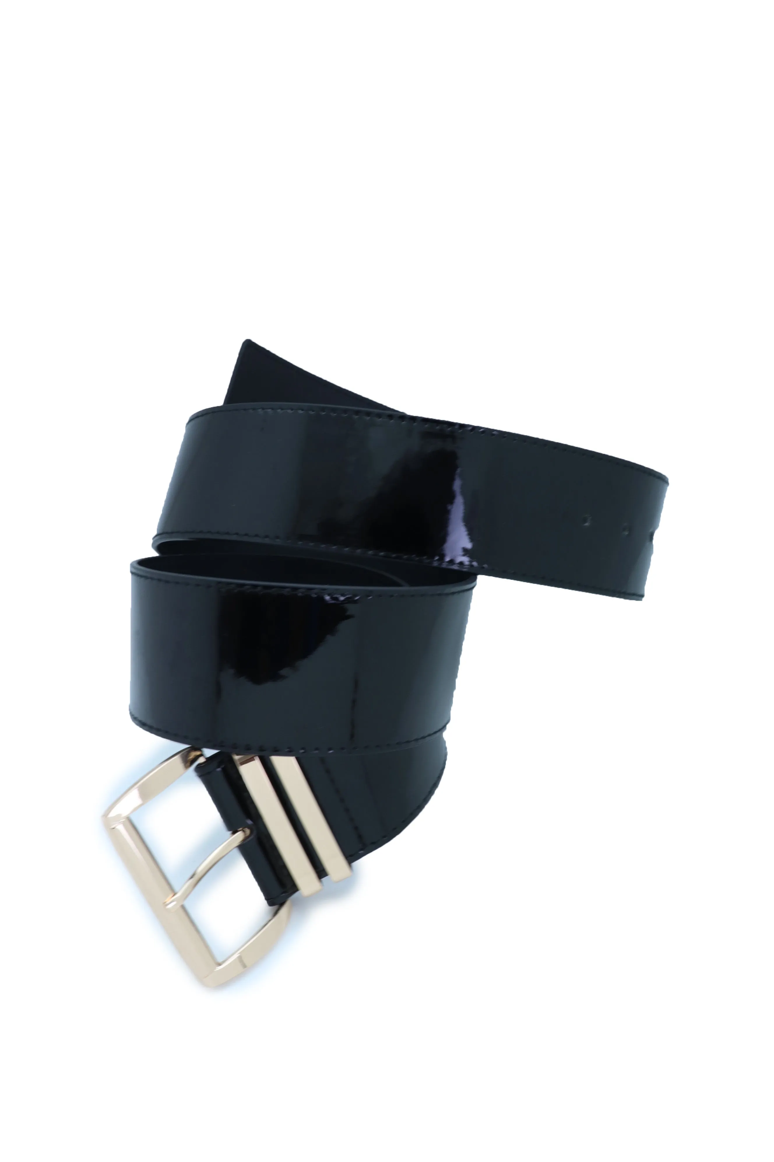 Solid Colored Faux Leather Two-Bar Loop Square Buckle Classic Belt