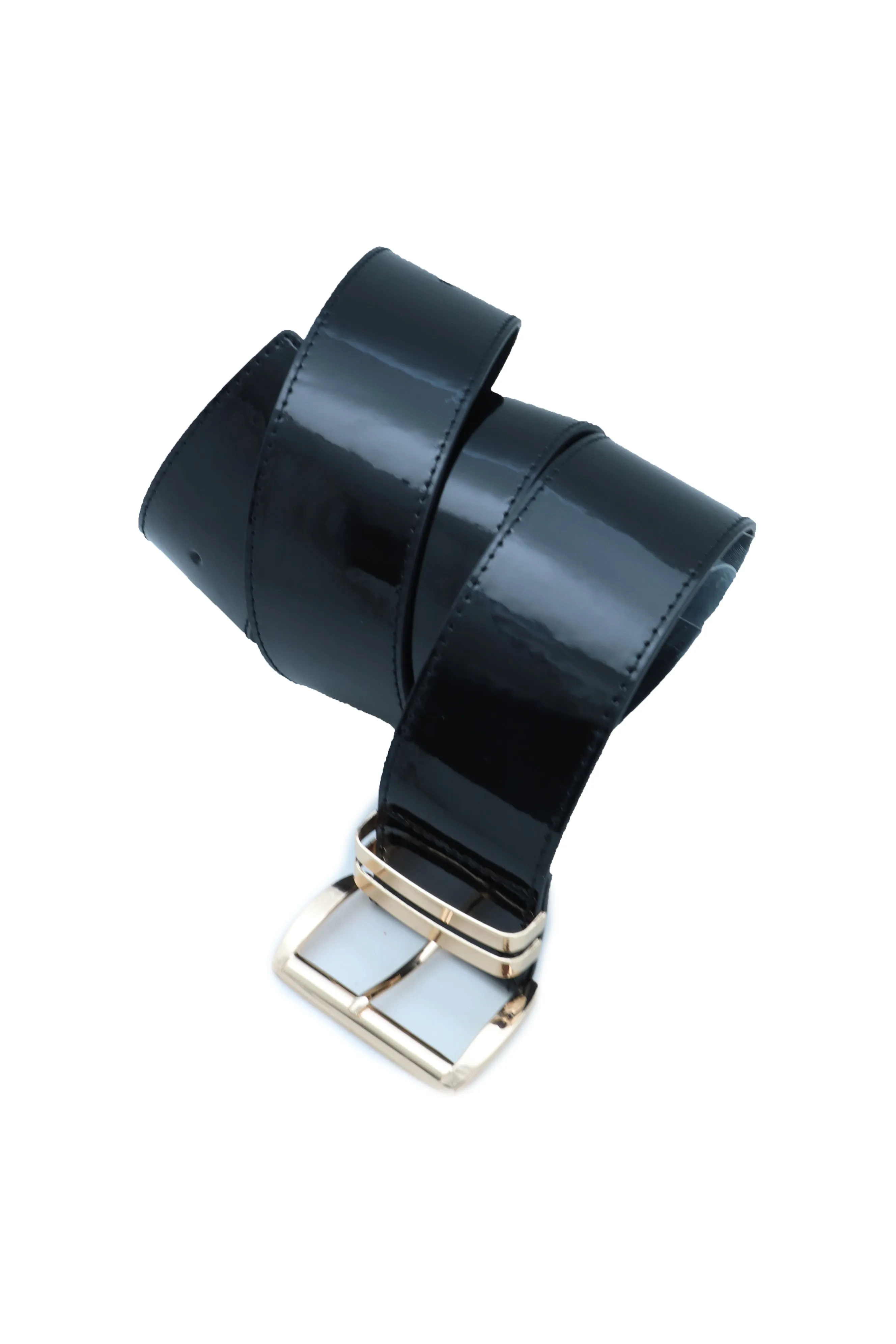 Solid Colored Faux Leather Two-Bar Loop Square Buckle Classic Belt