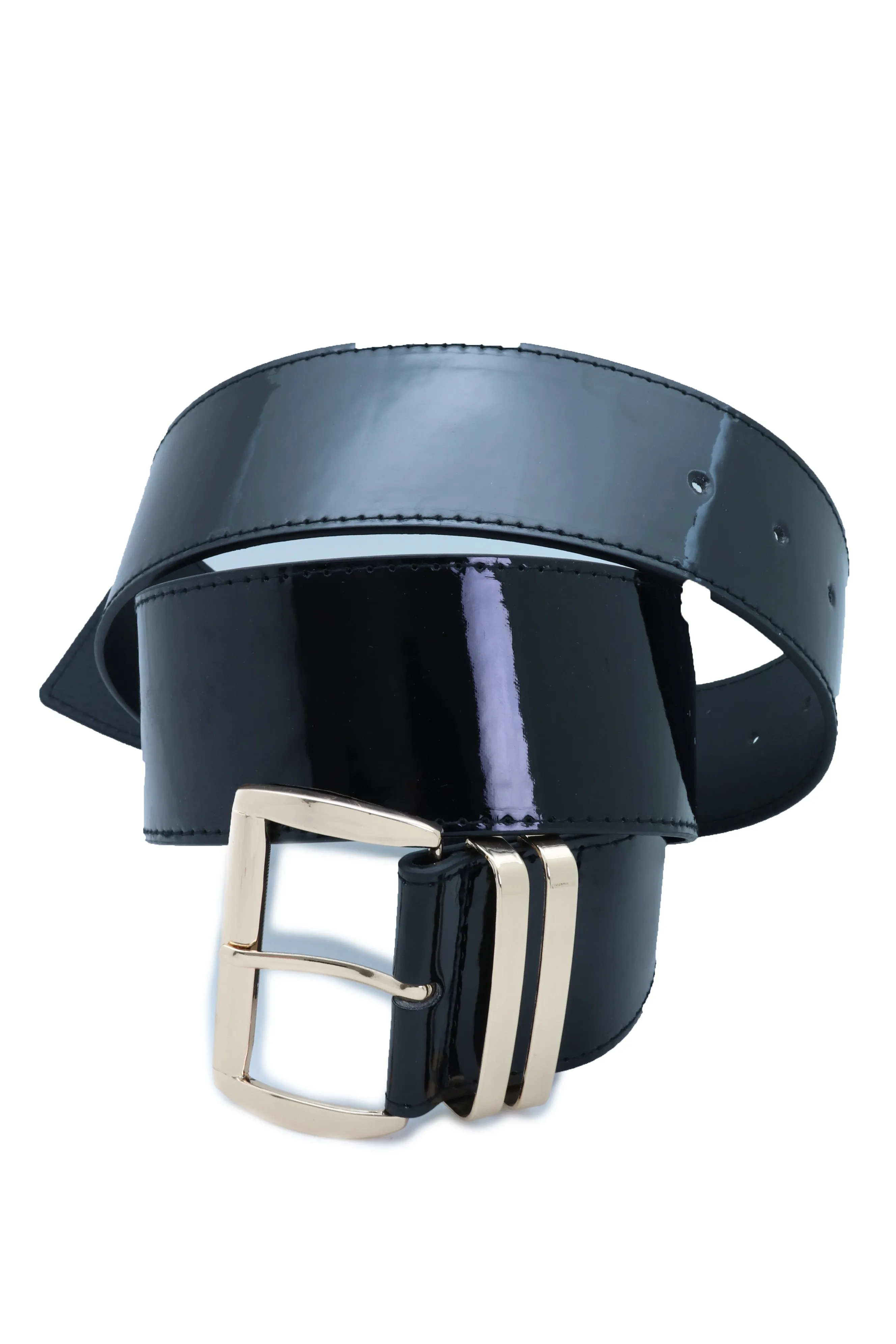 Solid Colored Faux Leather Two-Bar Loop Square Buckle Classic Belt