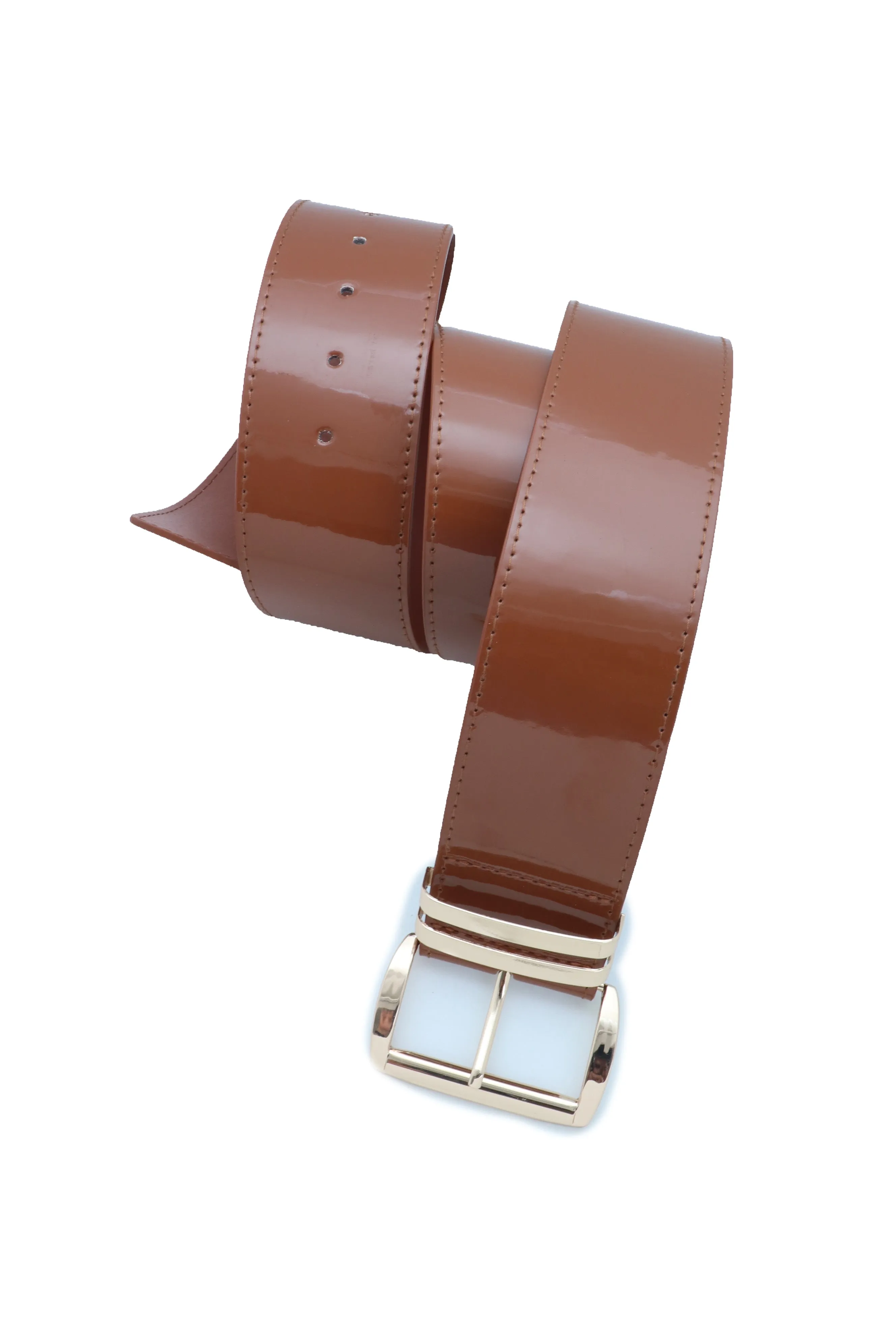 Solid Colored Faux Leather Two-Bar Loop Square Buckle Classic Belt
