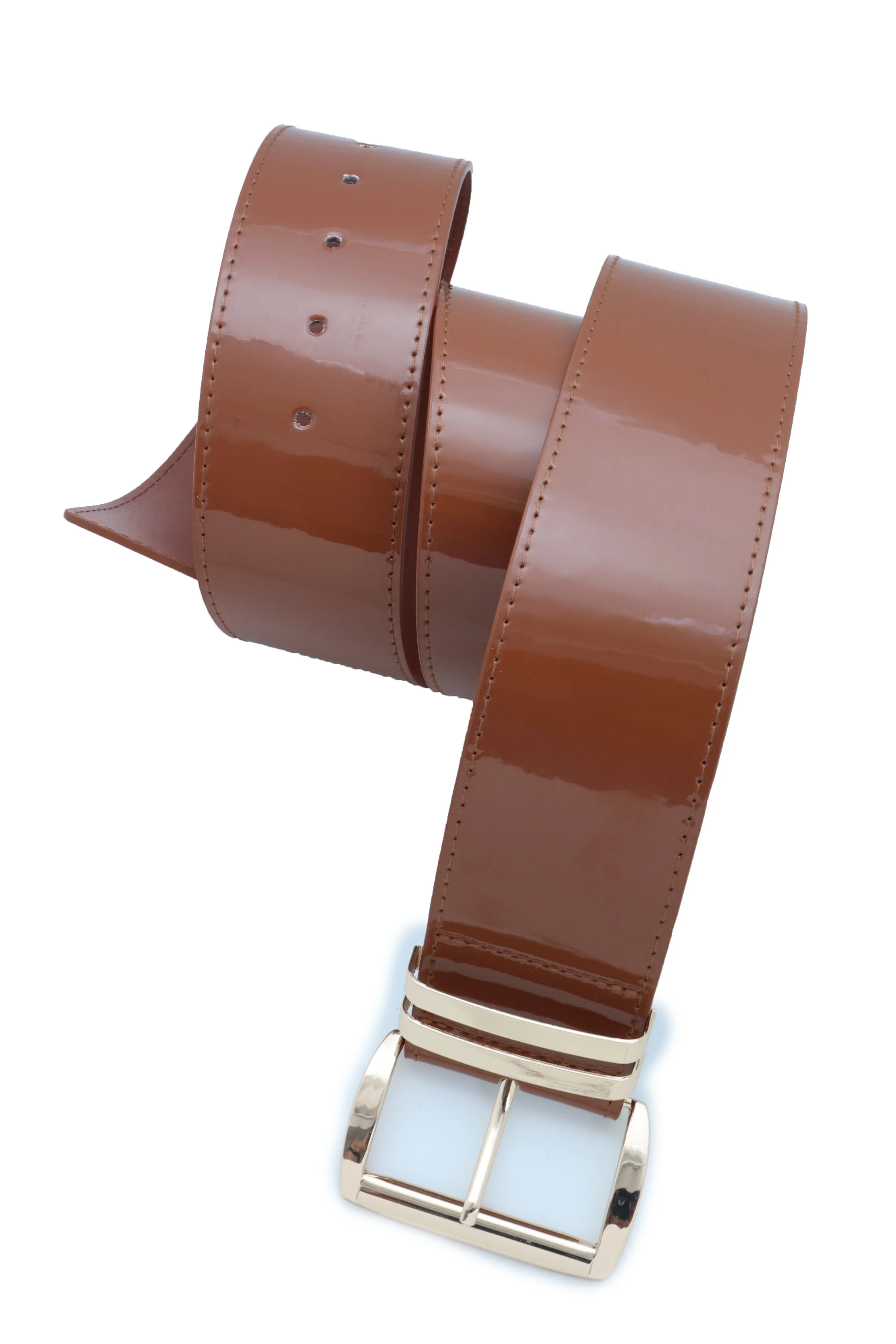Solid Colored Faux Leather Two-Bar Loop Square Buckle Classic Belt