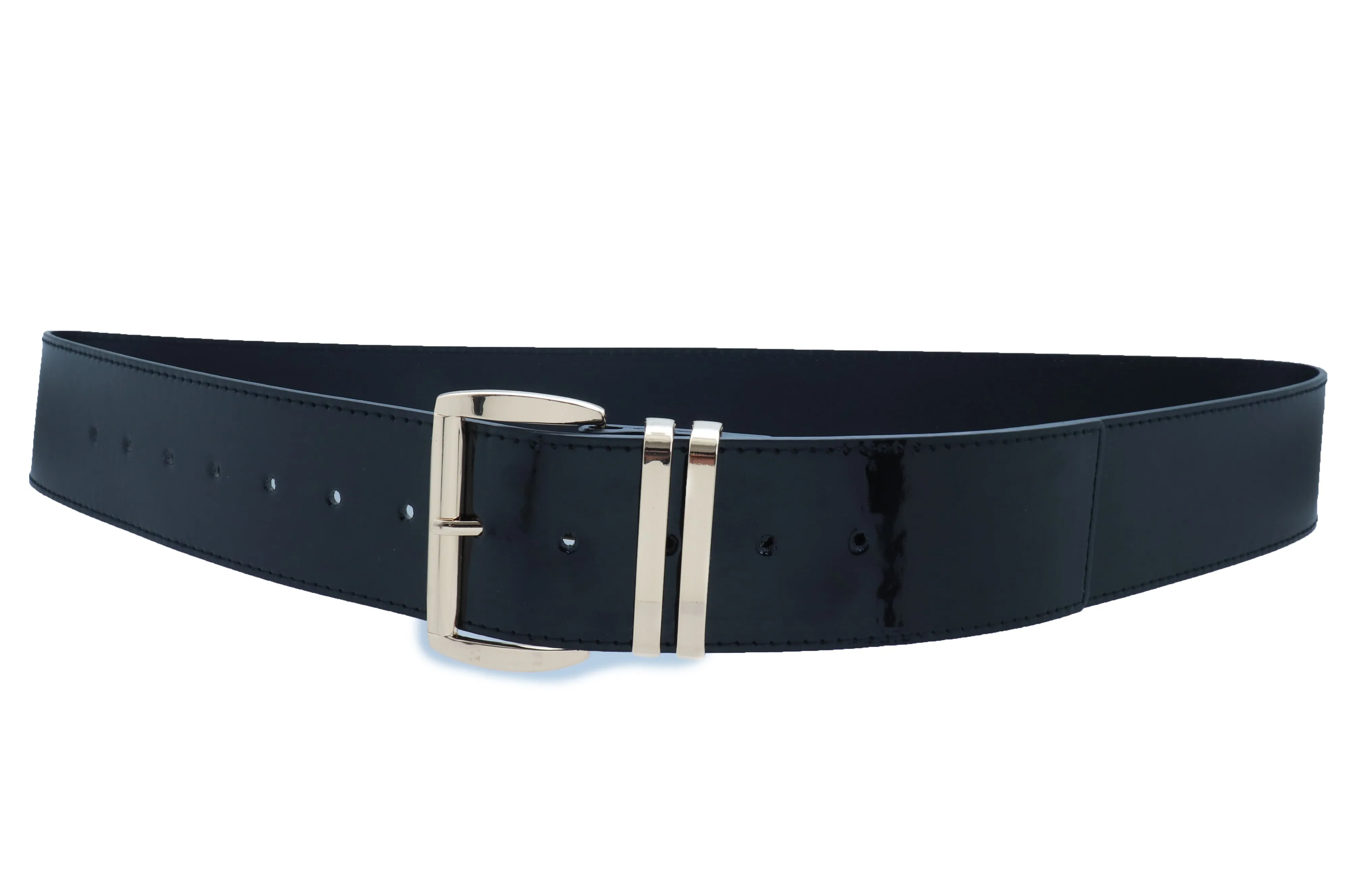 Solid Colored Faux Leather Two-Bar Loop Square Buckle Classic Belt
