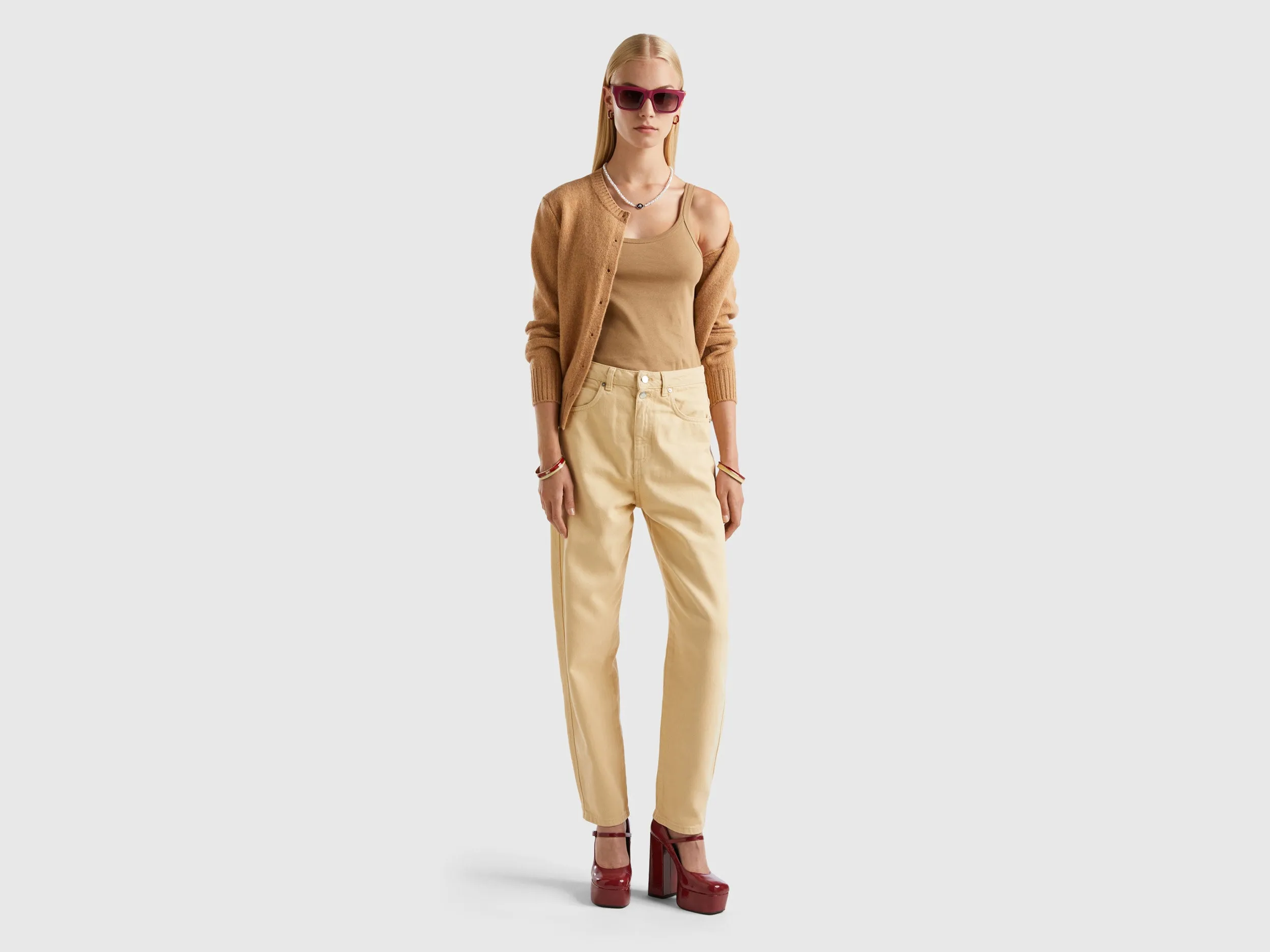 Solid Mom Fit Jeans