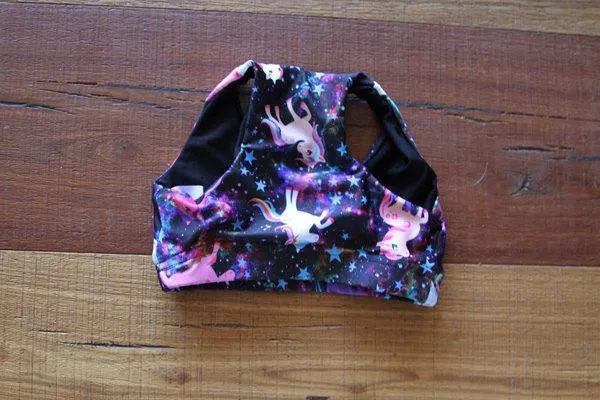 Space Pony Crop Top Sports Bra Youth Girls