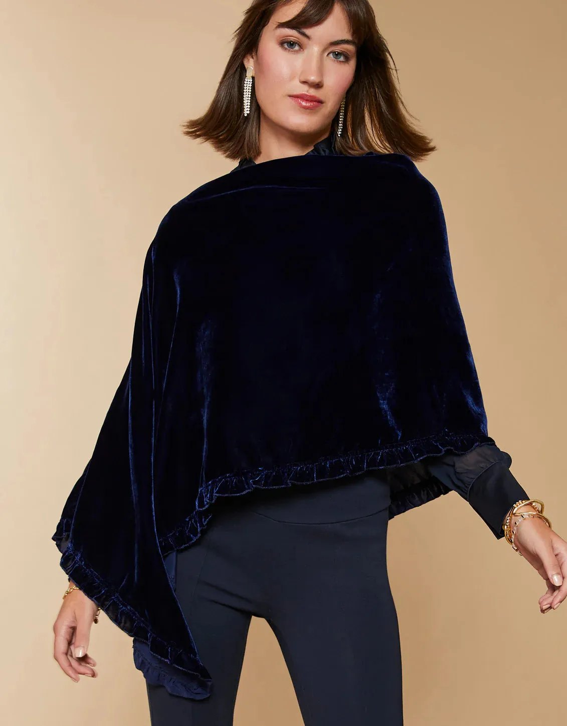 Spartina 449 Velvet Ruffle Topper Dark Slate Blue