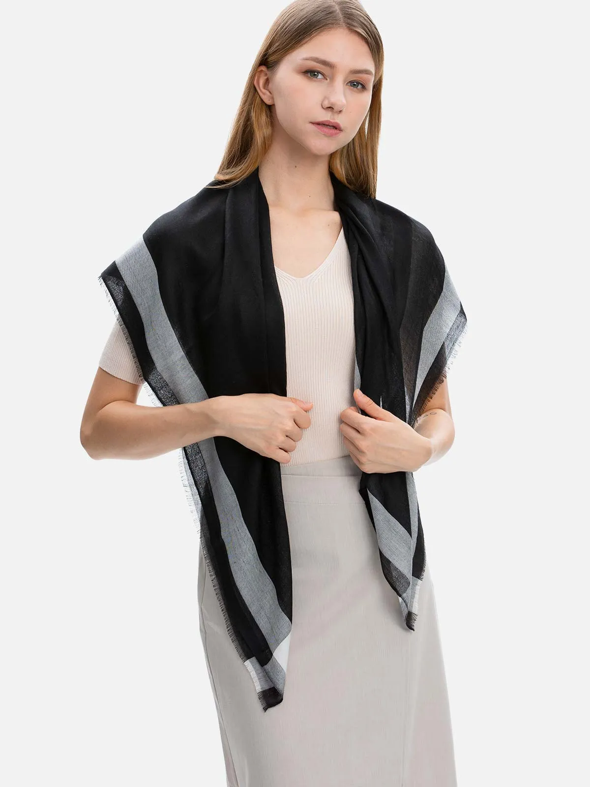 Square - Featherlight Black Cashmere Scarf