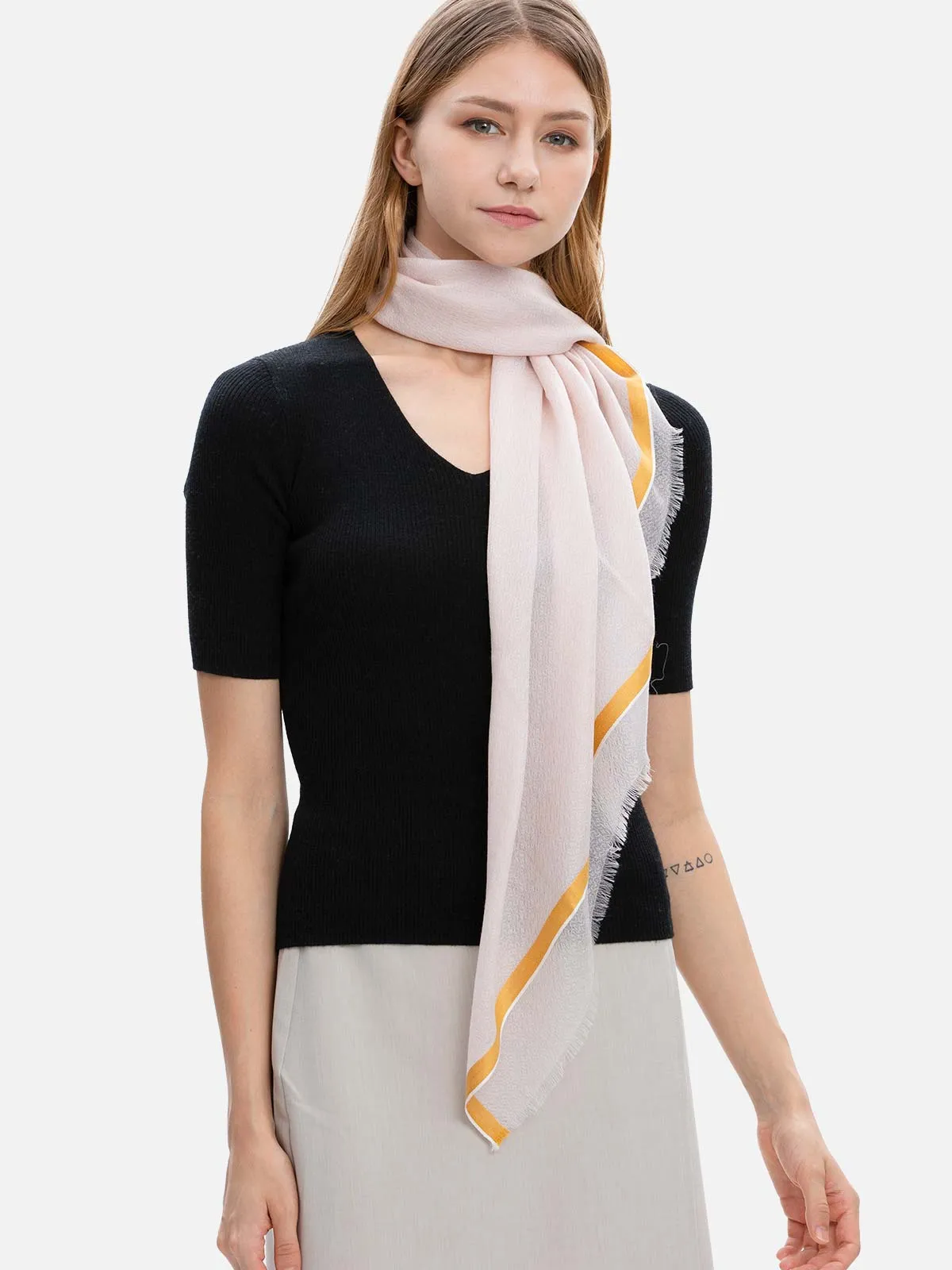 Square - Featherlight Pink Cashmere Scarf