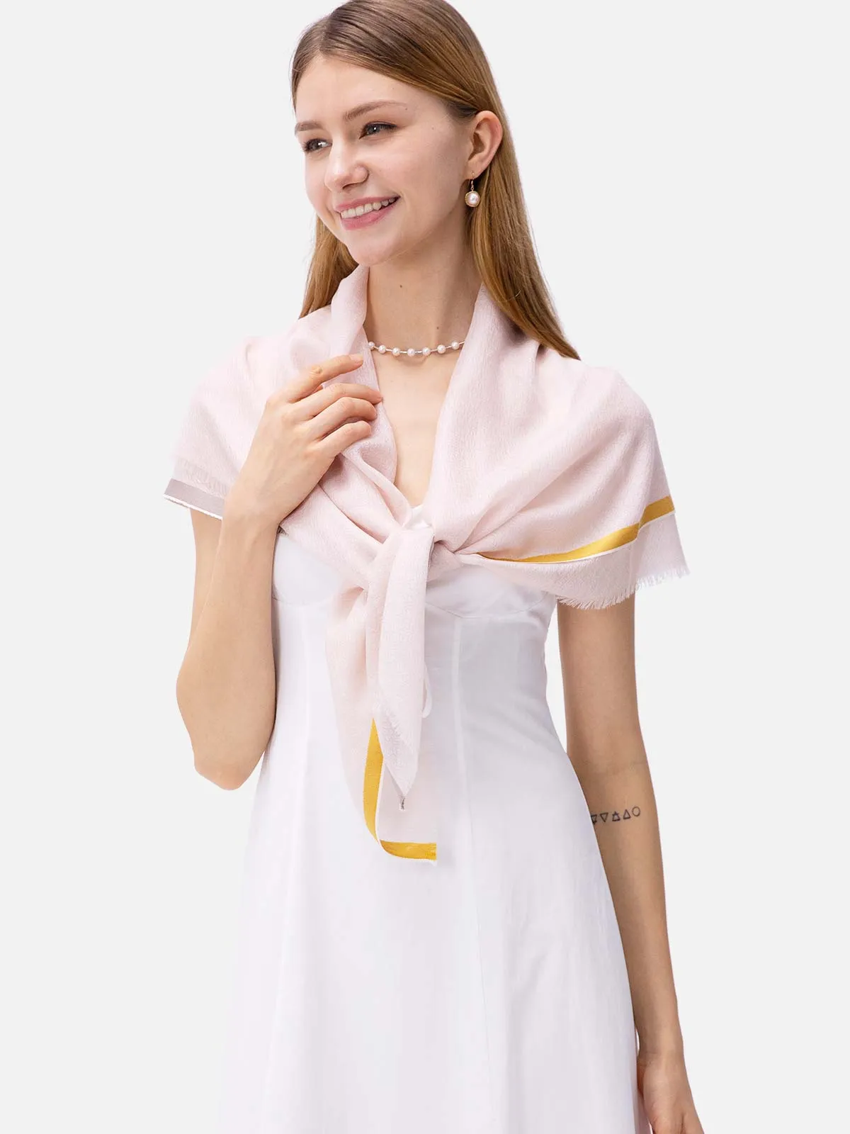 Square - Featherlight Pink Cashmere Scarf