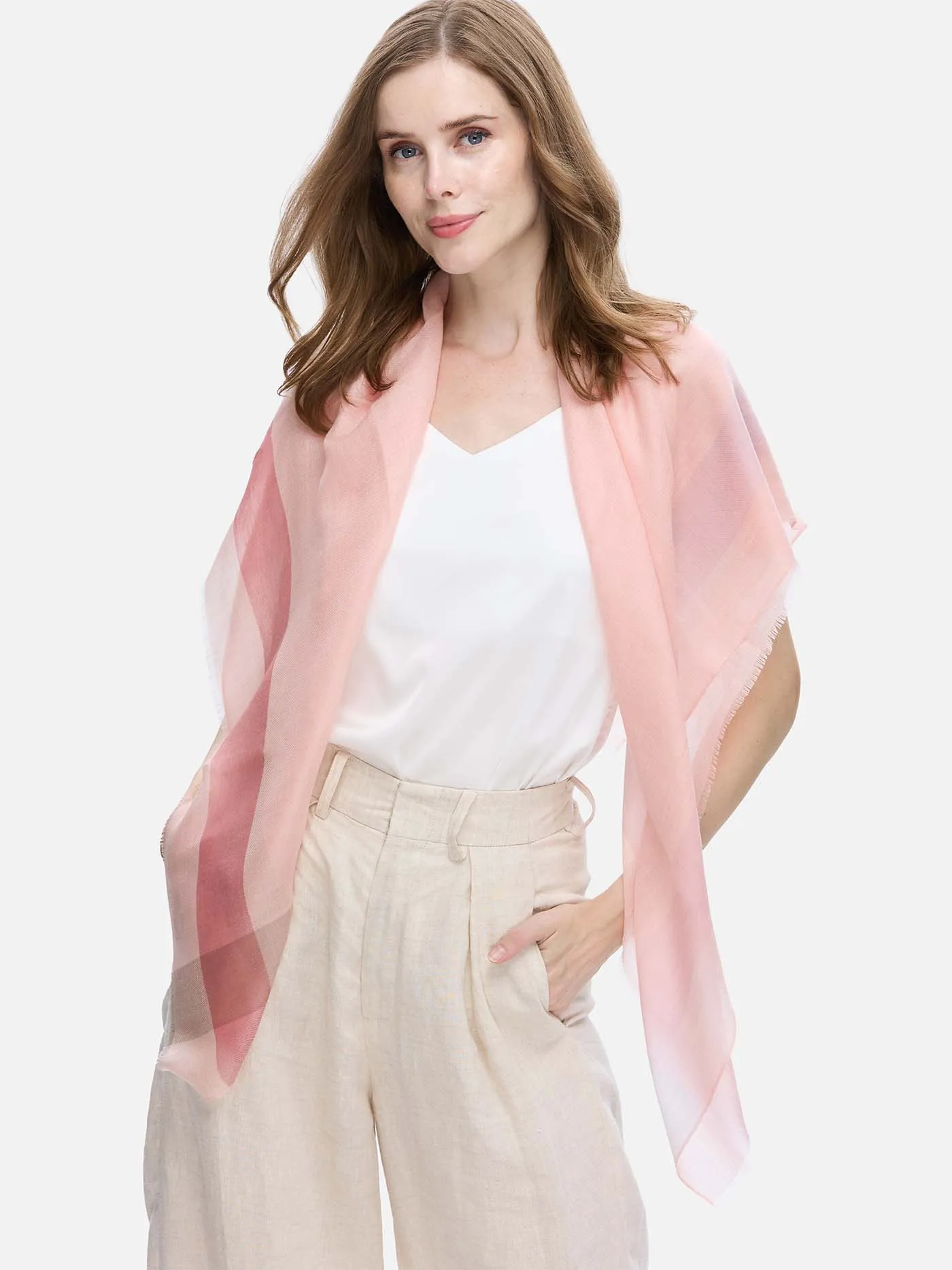 Square - Featherlight Rose Cashmere Scarf