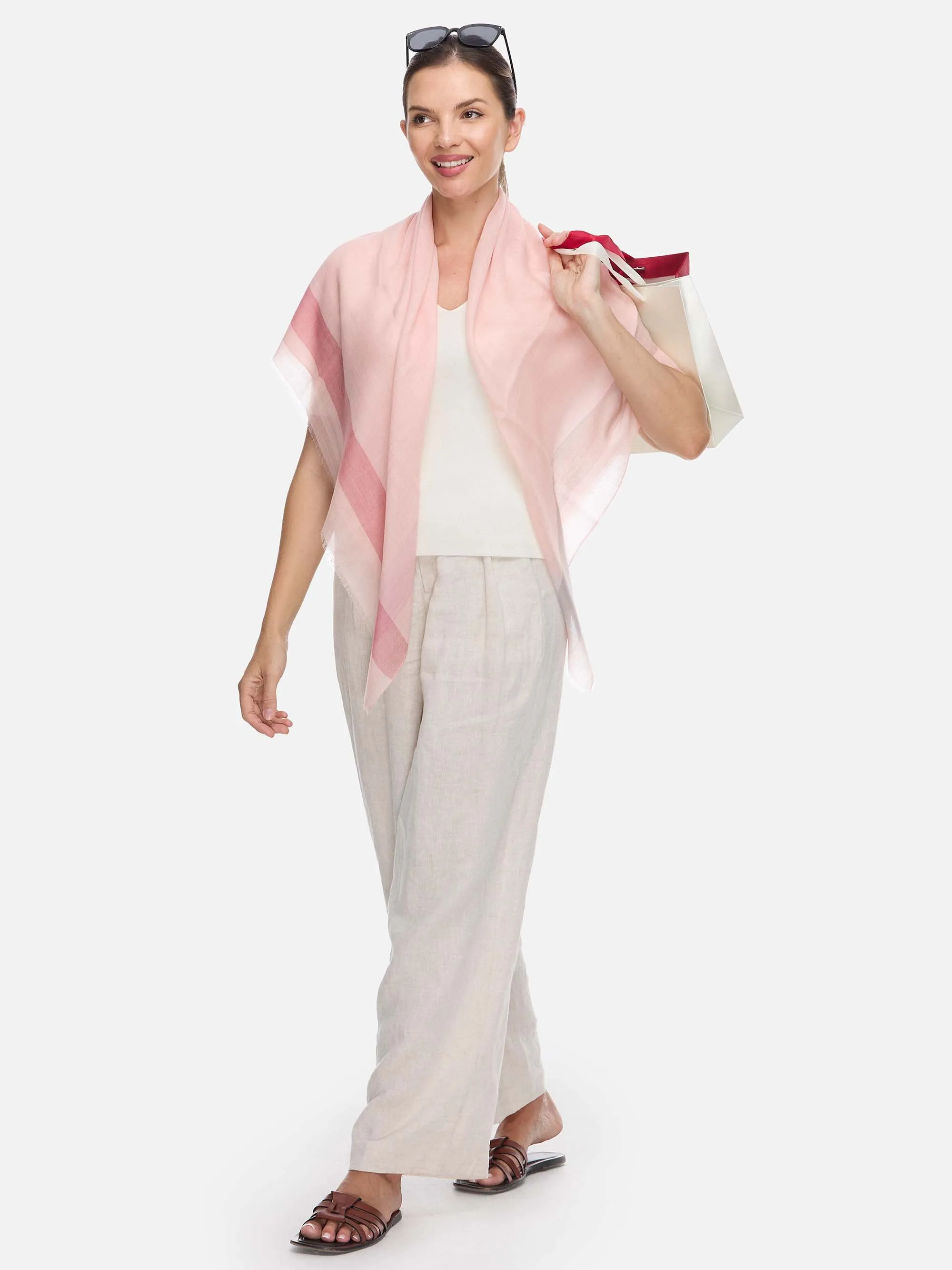 Square - Featherlight Rose Cashmere Scarf