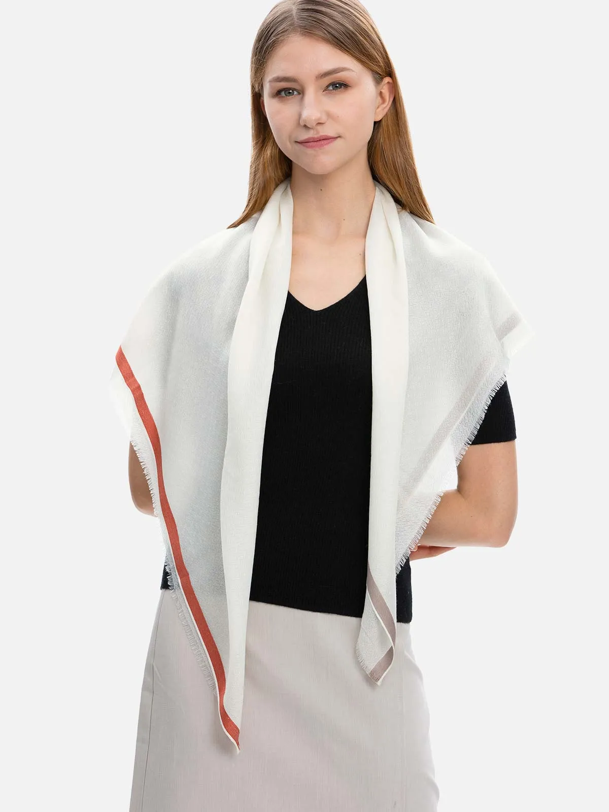 Square - Featherlight White Cashmere Scarf