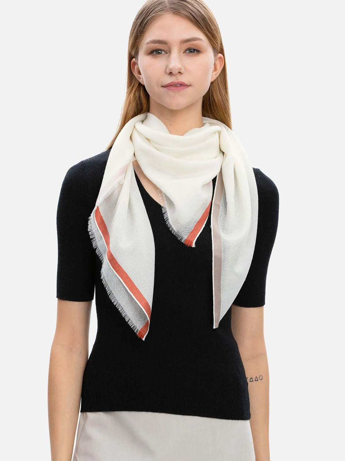 Square - Featherlight White Cashmere Scarf