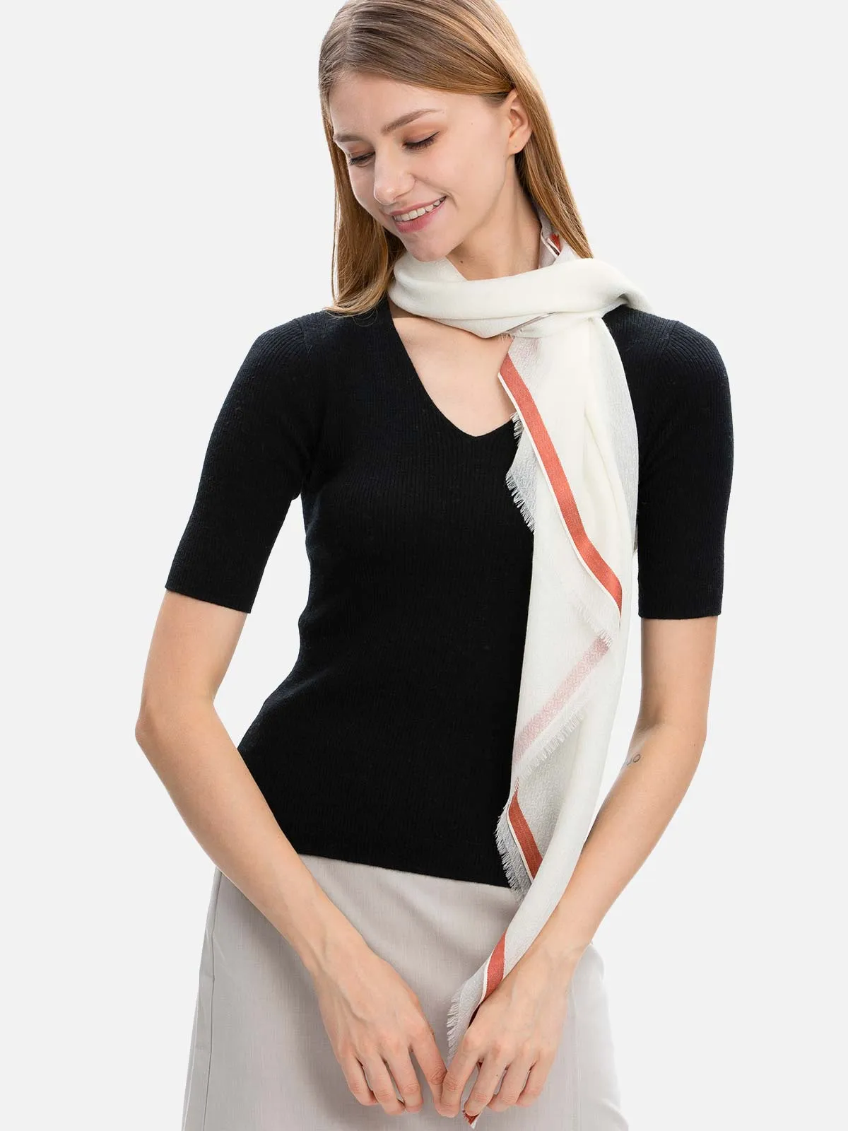 Square - Featherlight White Cashmere Scarf