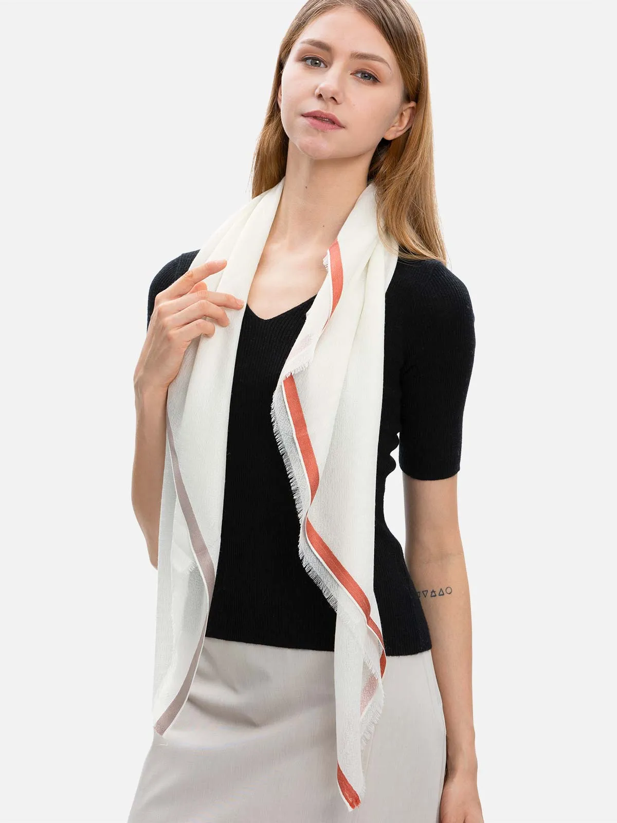Square - Featherlight White Cashmere Scarf
