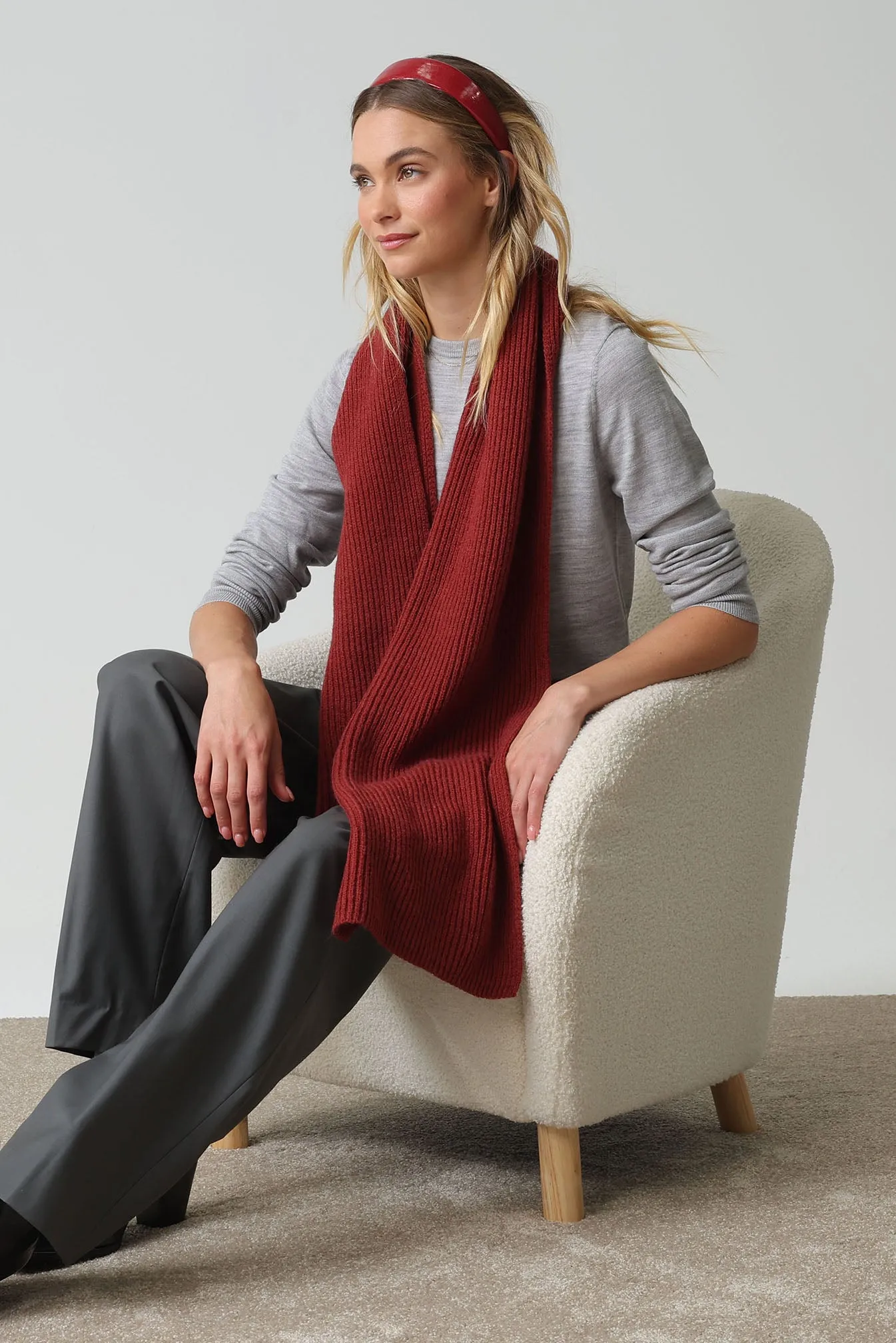 Stacy Rib Knit Scarf in Burgundy