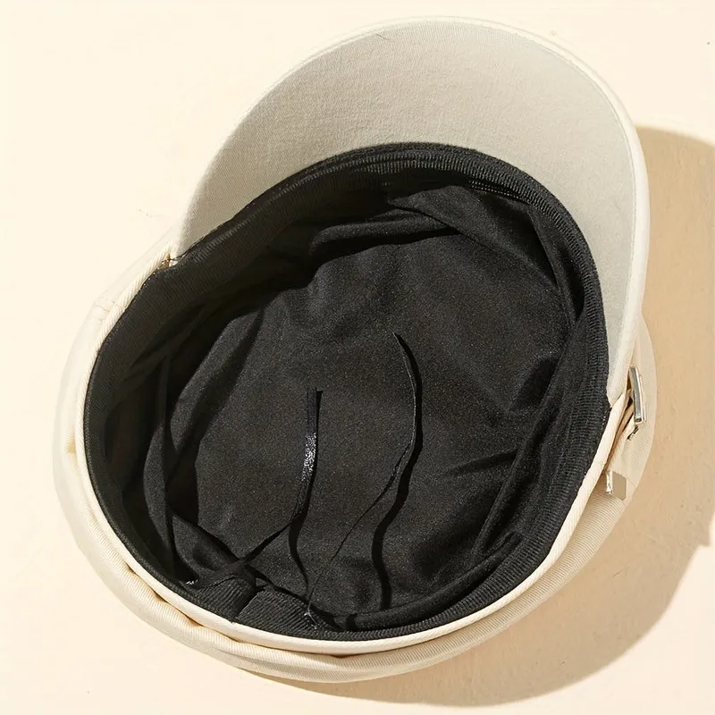 Star Button Newsboy Hat Y2K Retro Military Navy Cap