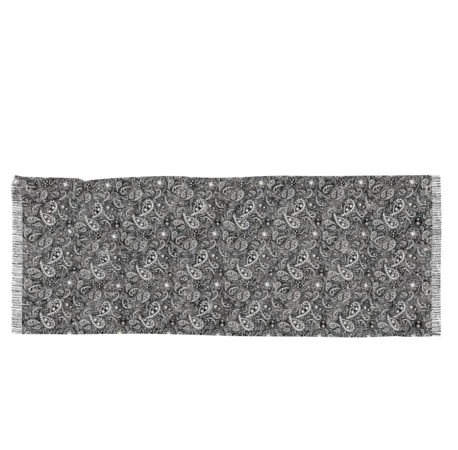 Starry Night - Floral Paisley Art Scarf with Fringe