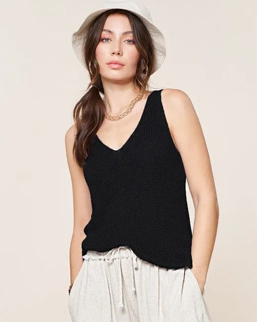 STAY WITH ME KNIT TANK TOP - BLACK