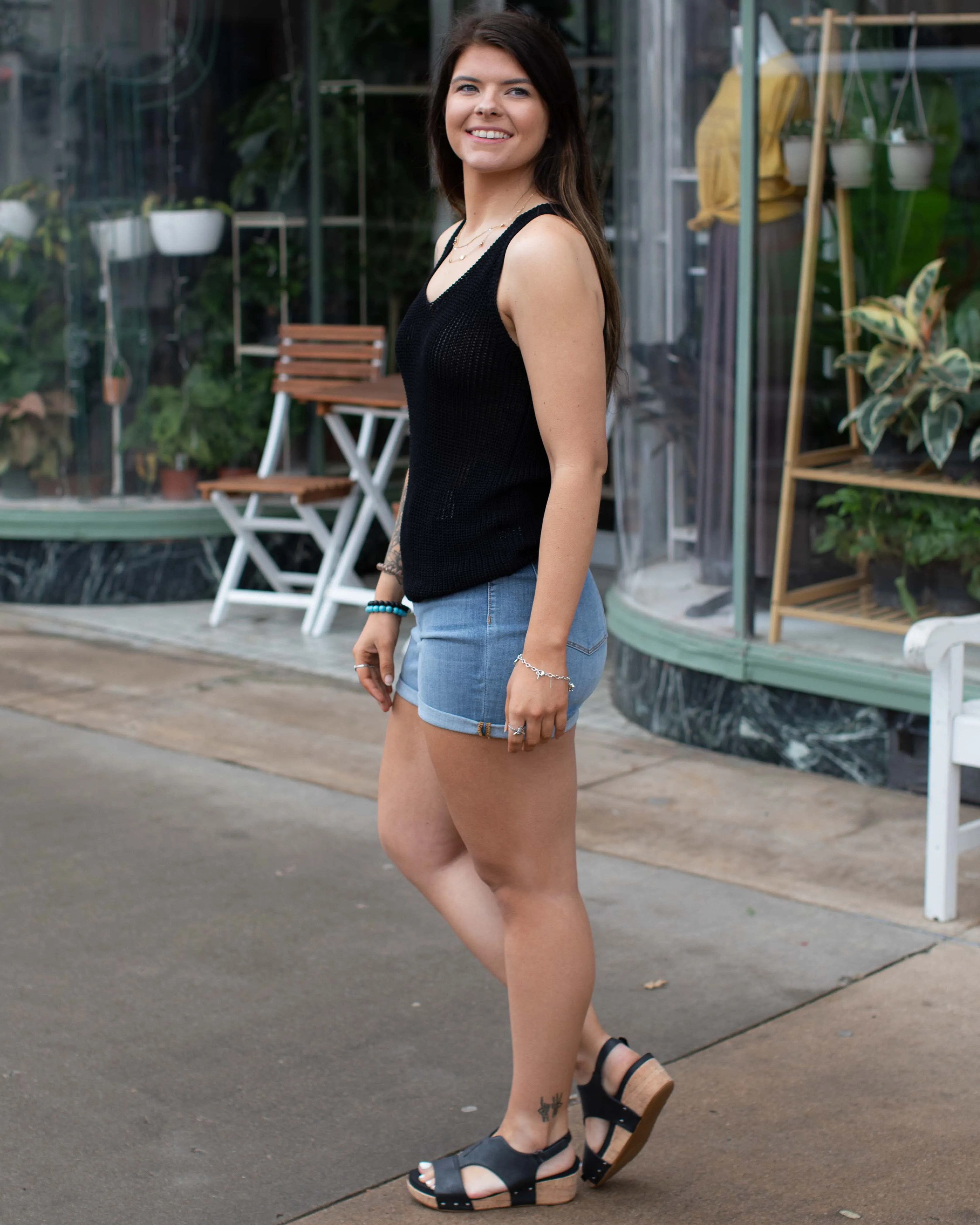 STAY WITH ME KNIT TANK TOP - BLACK