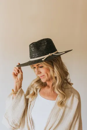 Straw Weave Rope Hat - Black