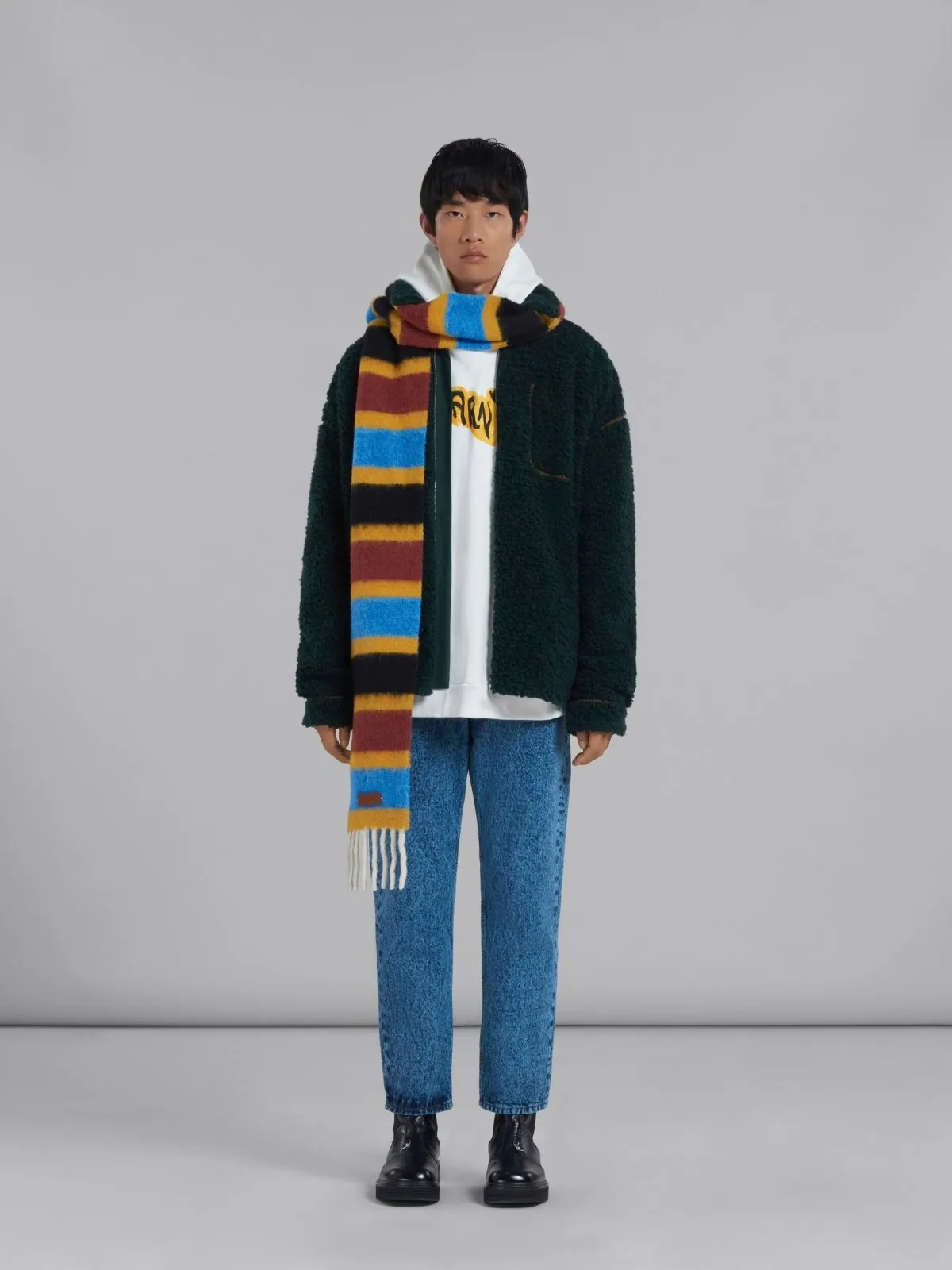 Striped Brushed Alpaca Scarf