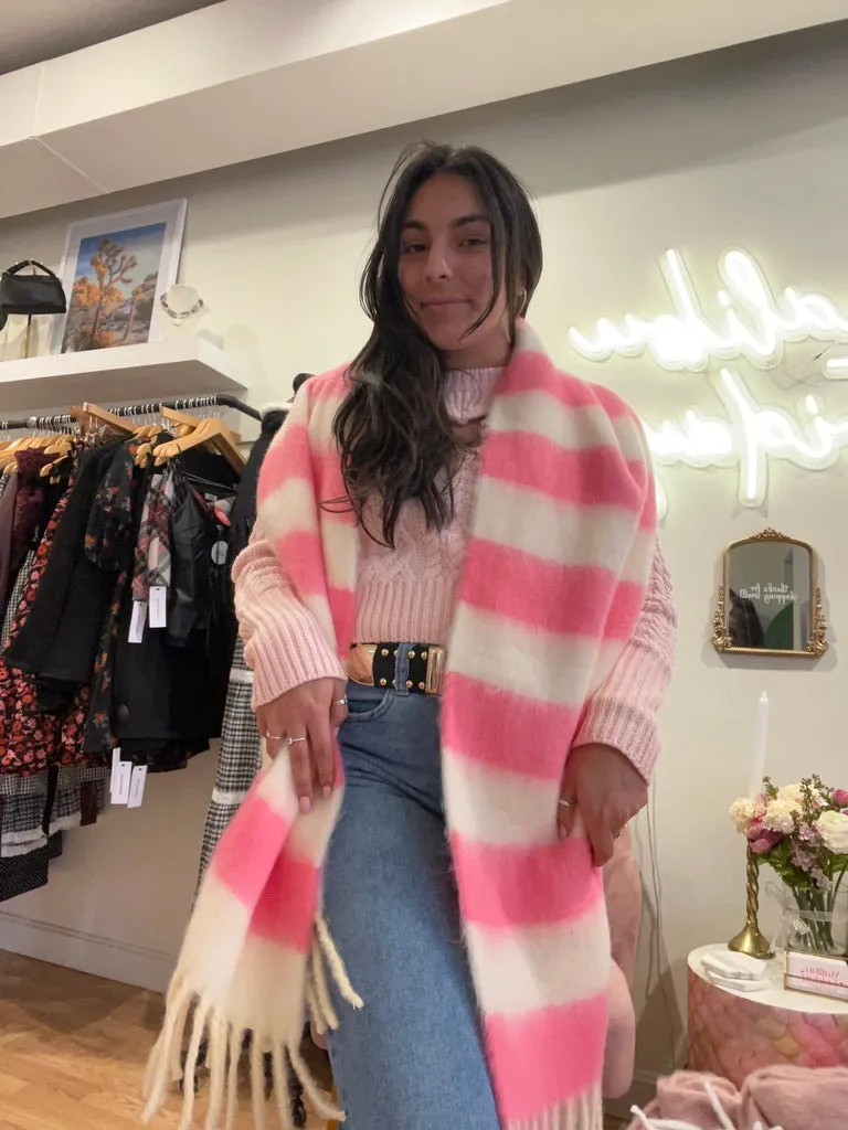 Striped Tassel Scarf