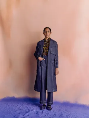 Studio Rigu   I   Womenswear, Western Bande Trench Coat Denim Srdd034