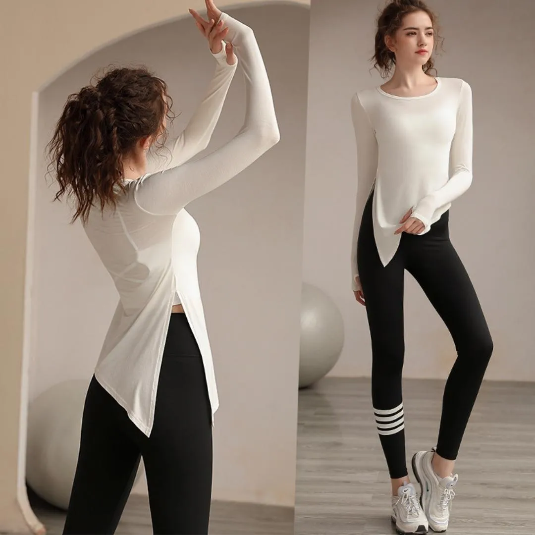 Stylish Silhouette Women's Workout Top and Tights Set