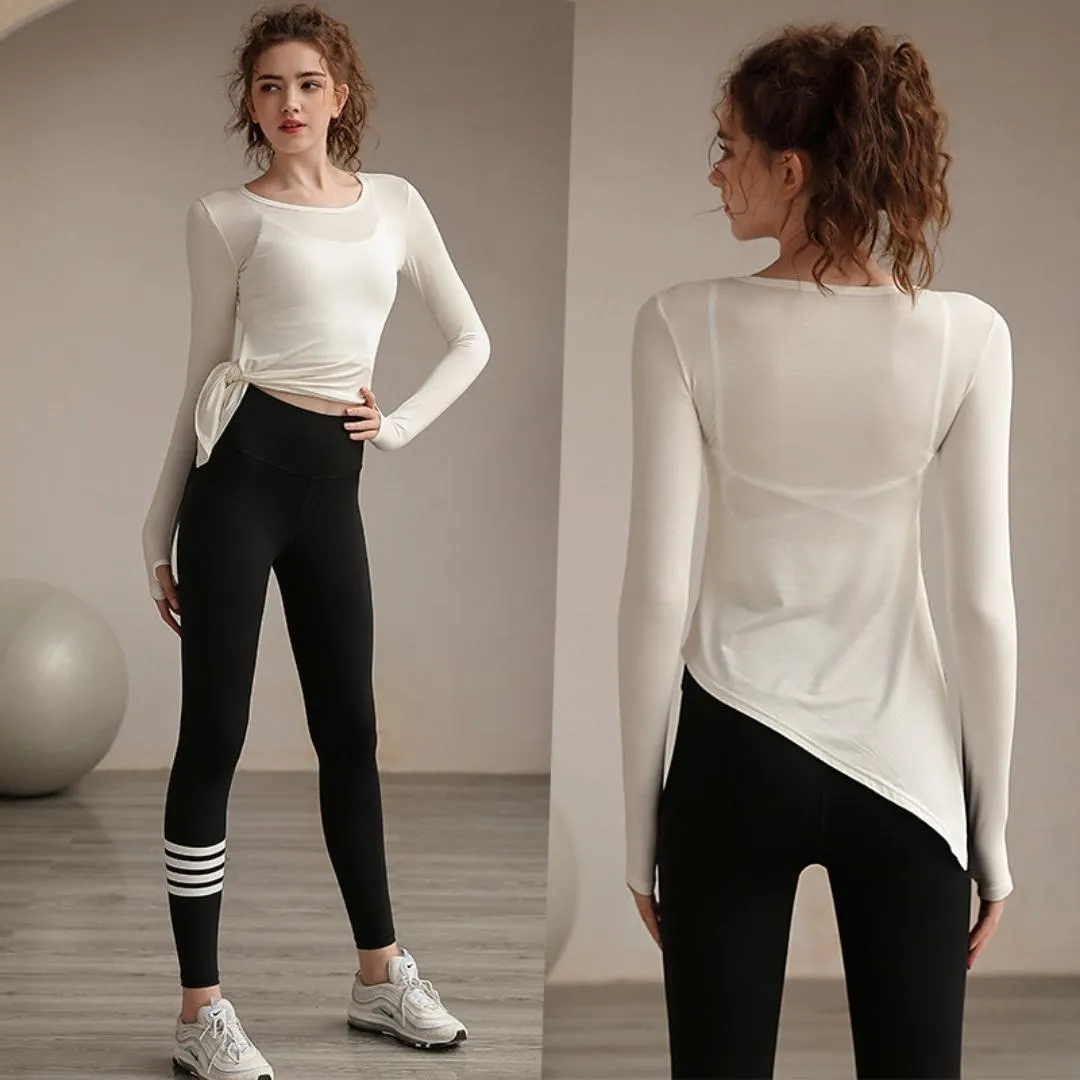 Stylish Silhouette Women's Workout Top and Tights Set