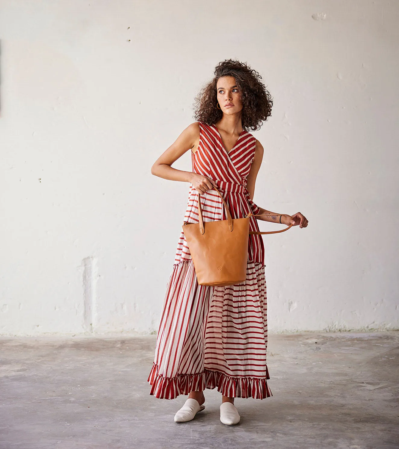 Summer Dress Cotton Boxpleats-Red Off White-Fashion Edit Indian Summer-KW831-Khara Kapas