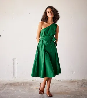 Summer Dress Cotton Poplin-Dark Green-Fashion Edit Indian Summer-KW797-Khara Kapas