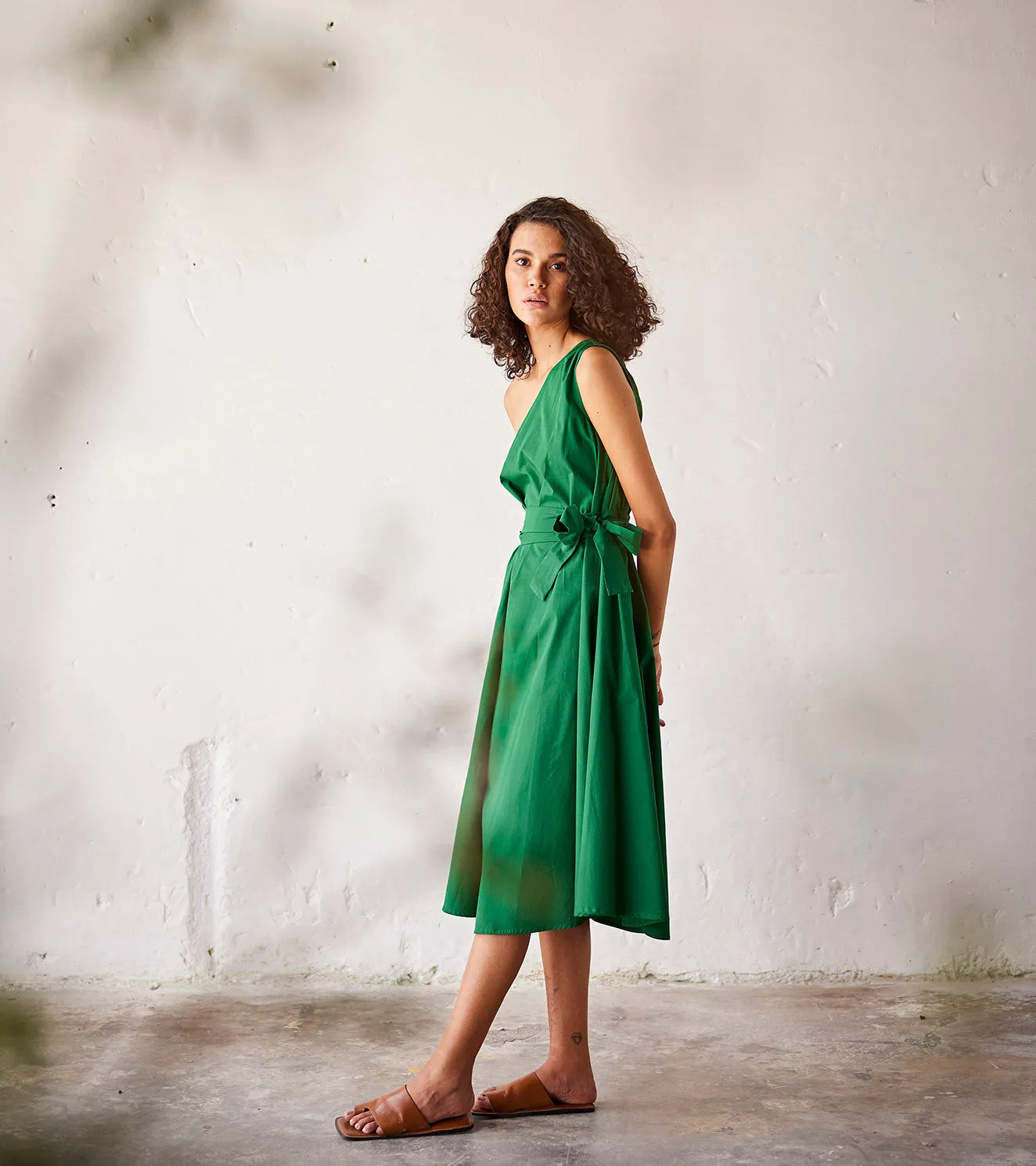 Summer Dress Cotton Poplin-Dark Green-Fashion Edit Indian Summer-KW797-Khara Kapas