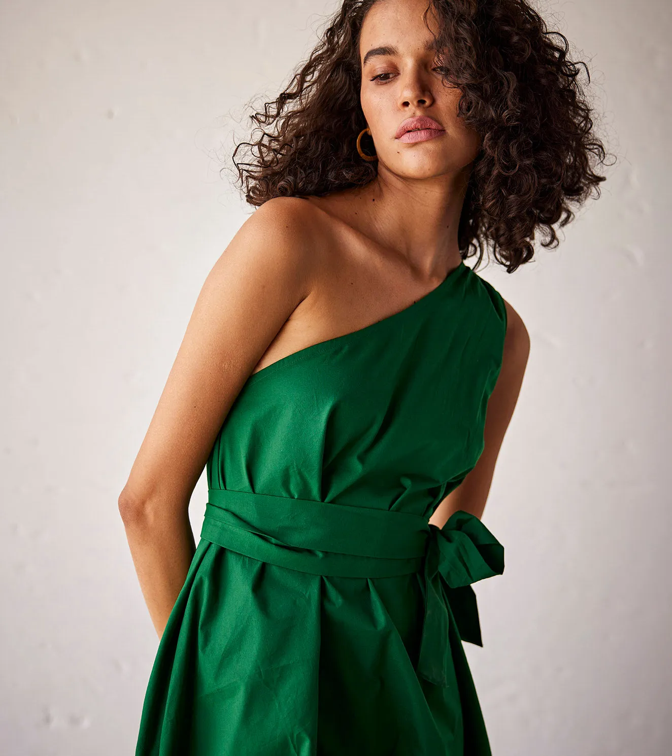 Summer Dress Cotton Poplin-Dark Green-Fashion Edit Indian Summer-KW797-Khara Kapas