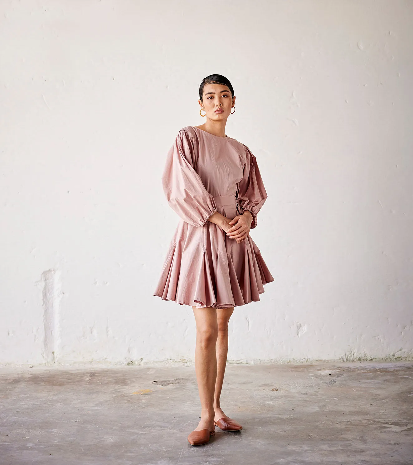 Summer Dress Poplin Flares-Primrose Pink-Fashion Edit Indian Summer-KW832-Khara Kapas