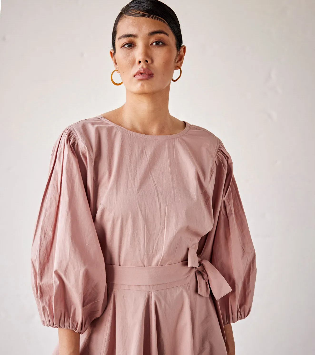 Summer Dress Poplin Flares-Primrose Pink-Fashion Edit Indian Summer-KW832-Khara Kapas
